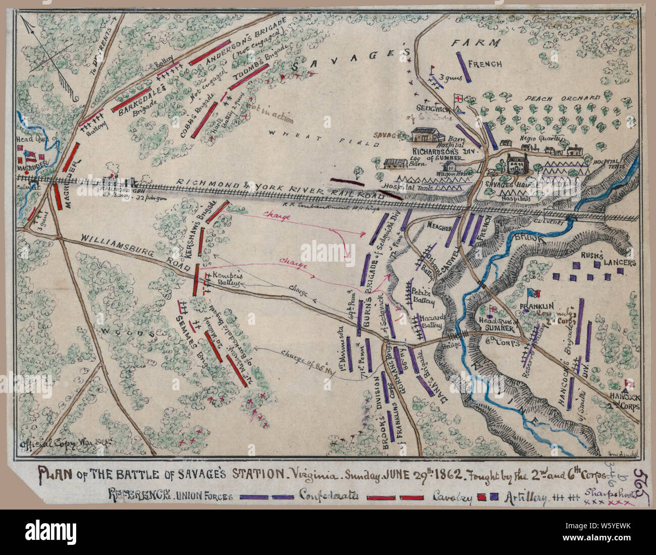 Civil War Maps 1396 Plan of the Battle of Savage's Station Virginia ...