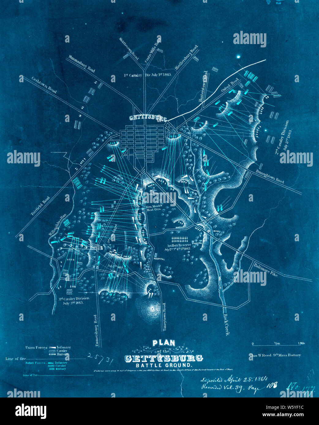 Civil War Maps 1405 Plan of the - Civil War Maps 1405 Plan Of The Gettysburg Battle Ground Inverted Rebuild And Repair W5YF1C 
