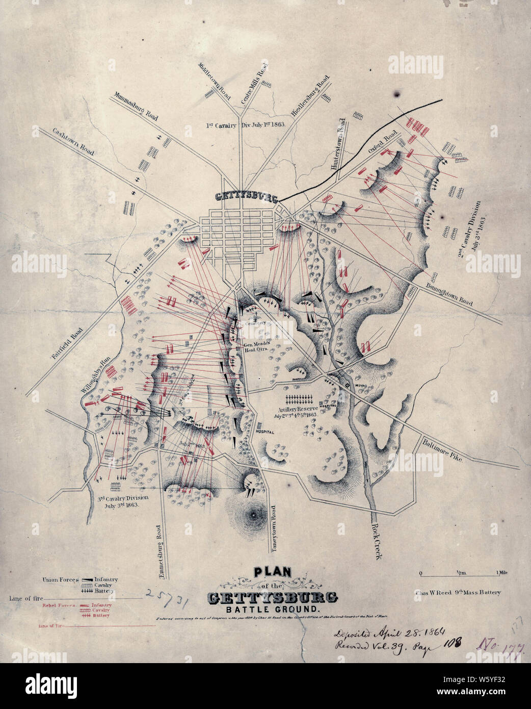 Civil War Maps 1405 Plan of the - Civil War Maps 1405 Plan Of The Gettysburg Battle Ground Rebuild And Repair W5YF32 