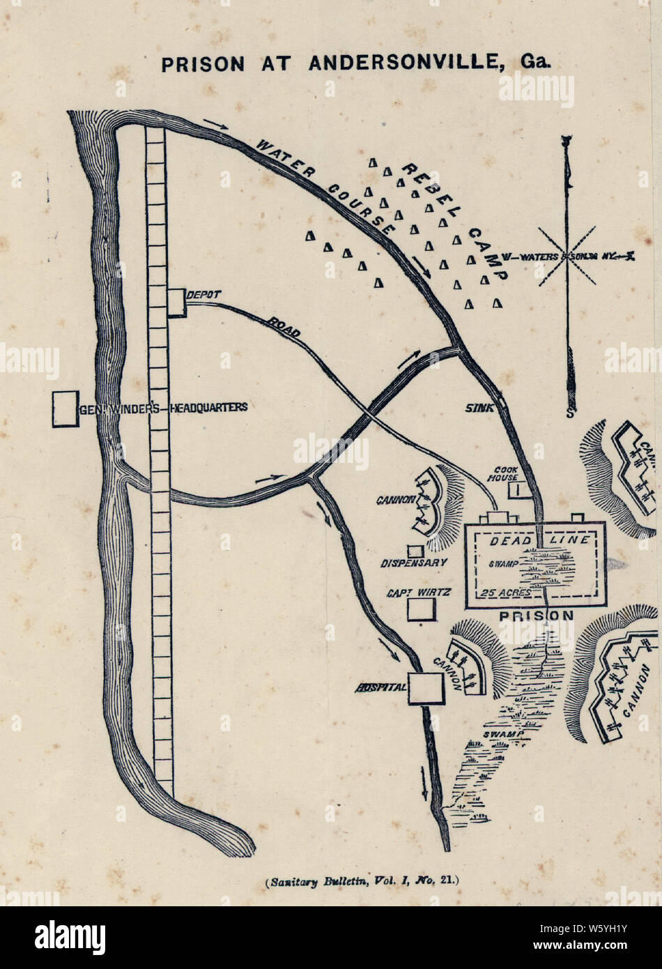 Civil War Maps 1494 Prison at Andersonville Ga Rebuild and Repair Stock Photo