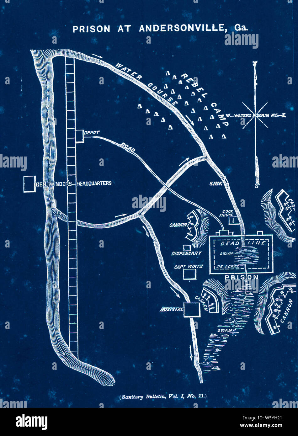 Civil War Maps 1494 Prison at Andersonville Ga Inverted Rebuild and Repair Stock Photo