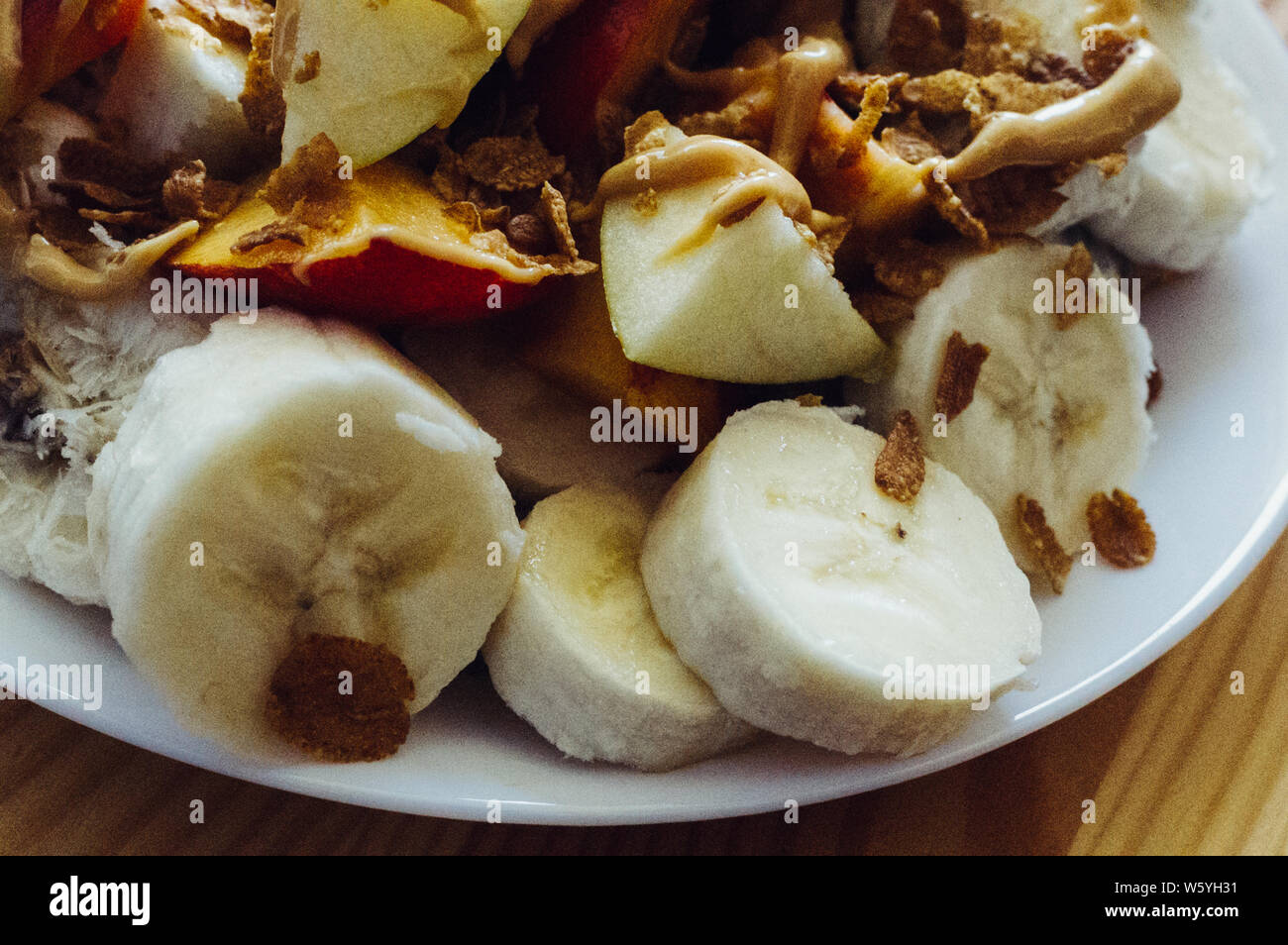 Oatmeal with fruits and peanut butter Stock Photo Alamy
