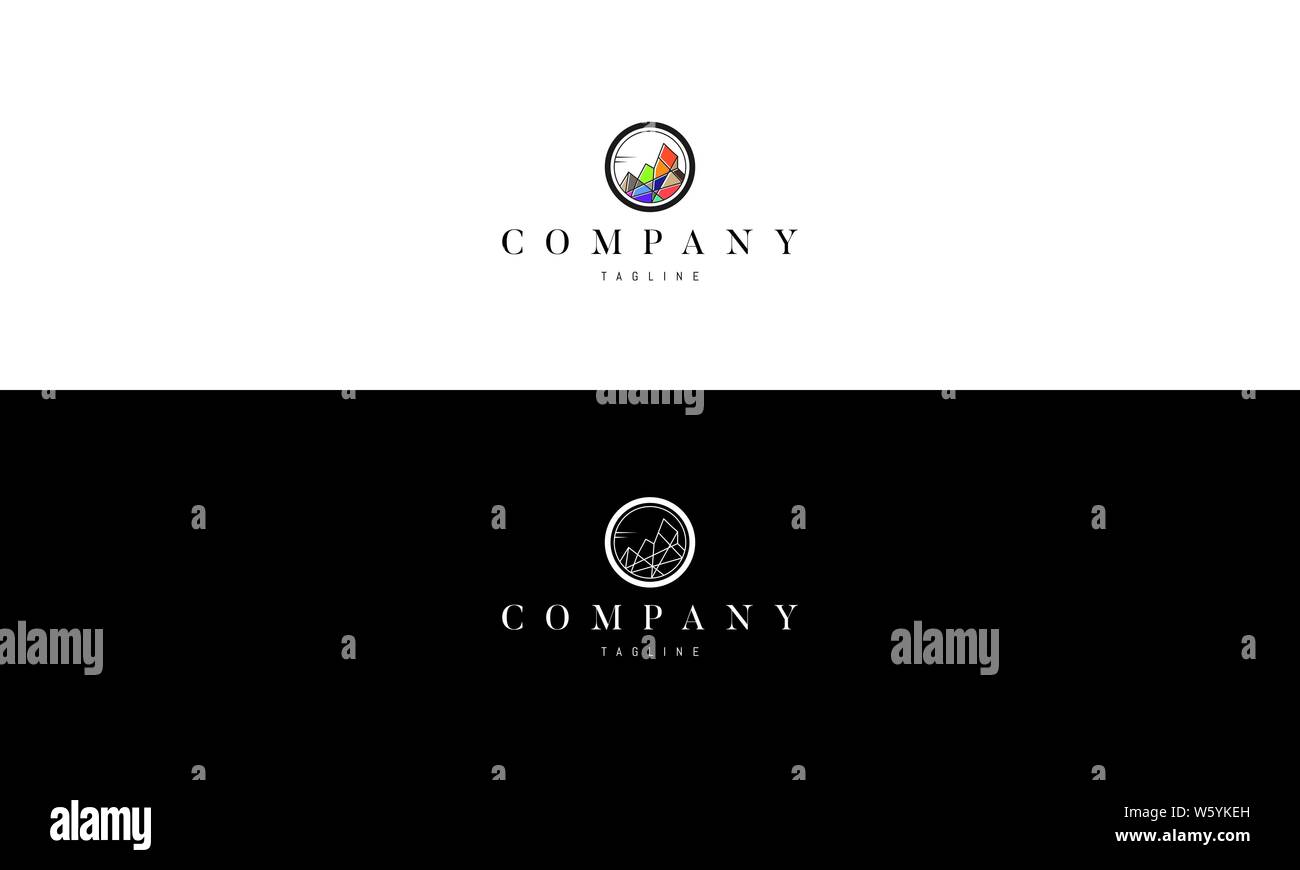 Vector logo on which the abstract image of the mountains in a circle ...