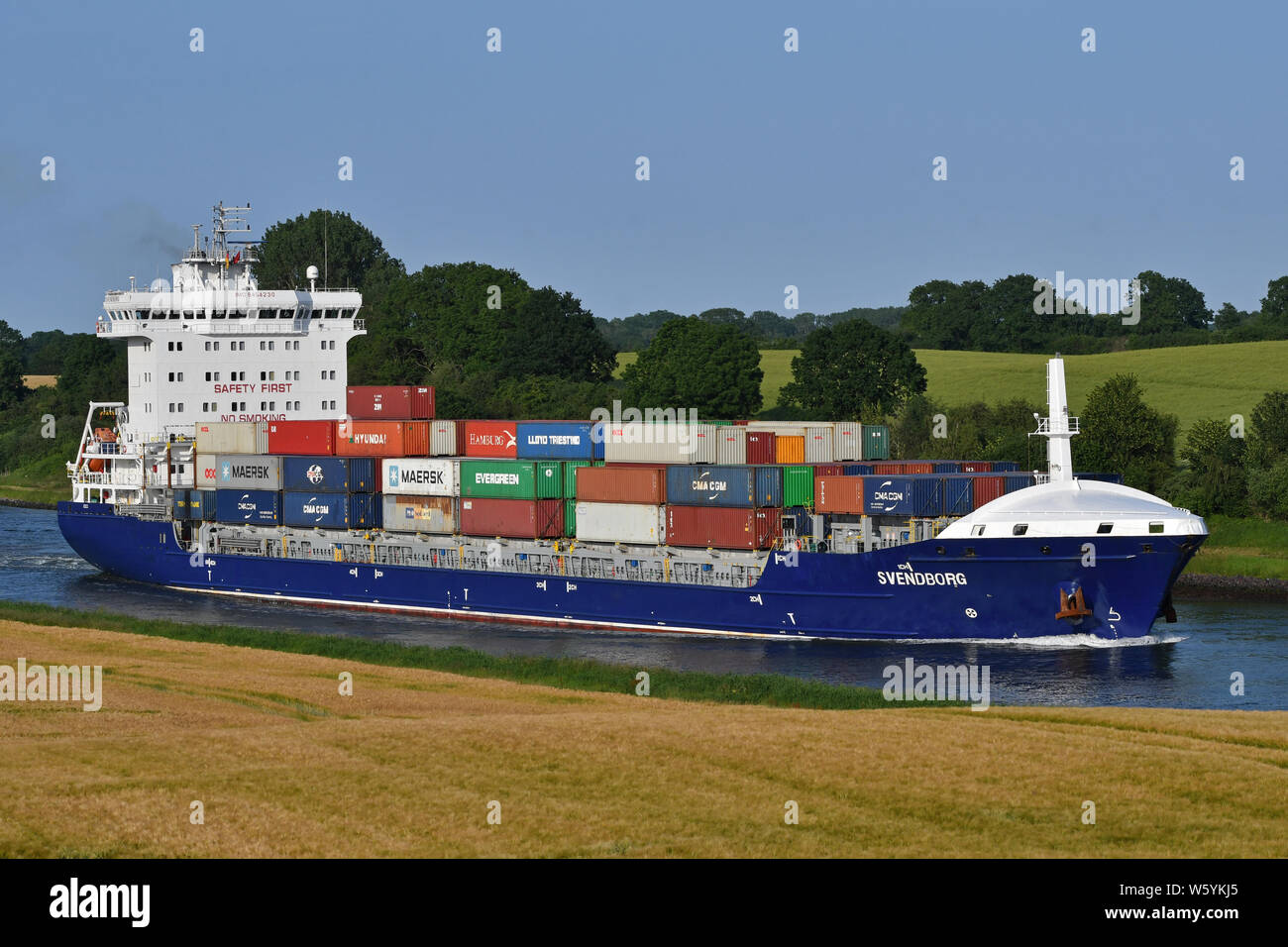 Containerfeeder Svendborg Stock Photo