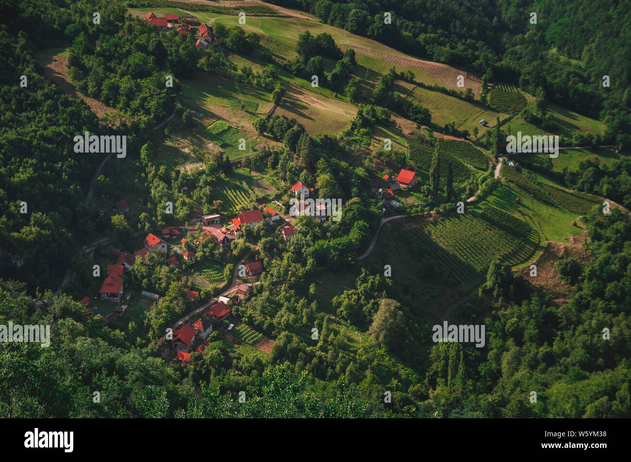 Aerial view of a mountain village Stock Photo - Alamy