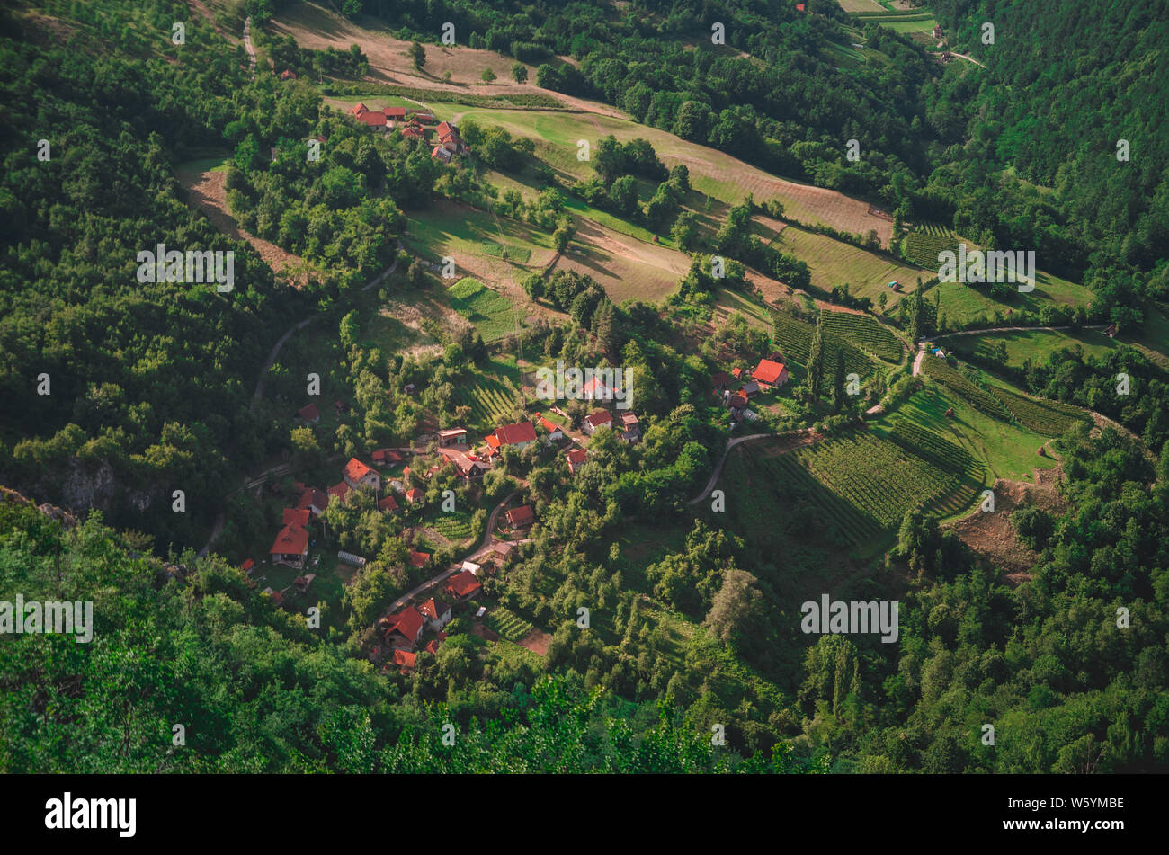 Aerial view of a mountain village Stock Photo - Alamy