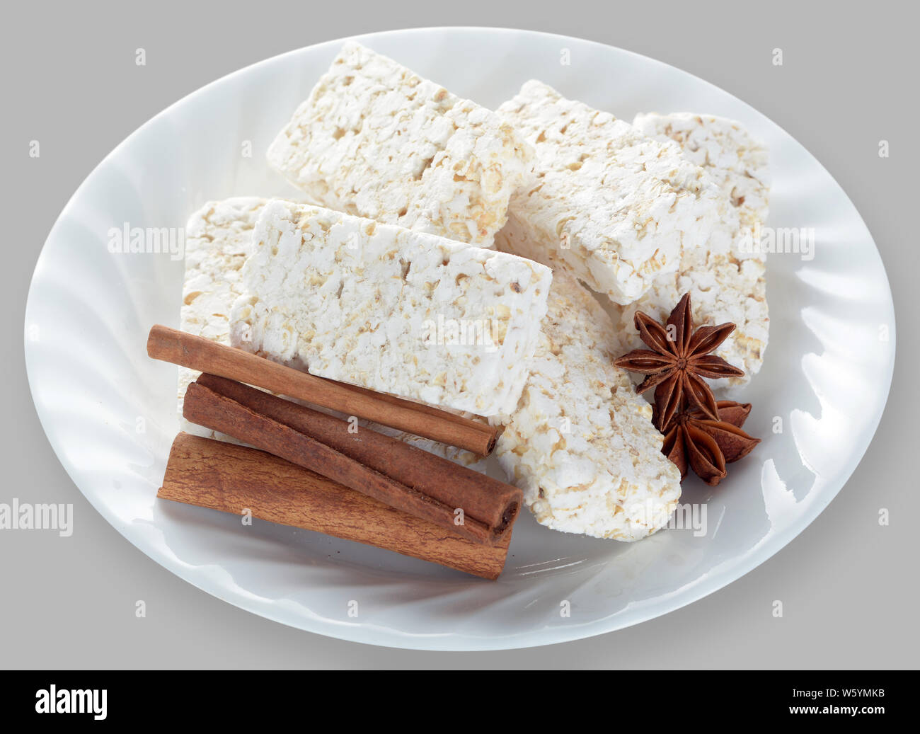 puffed rice snack with cinnamon on the table Stock Photo - Alamy