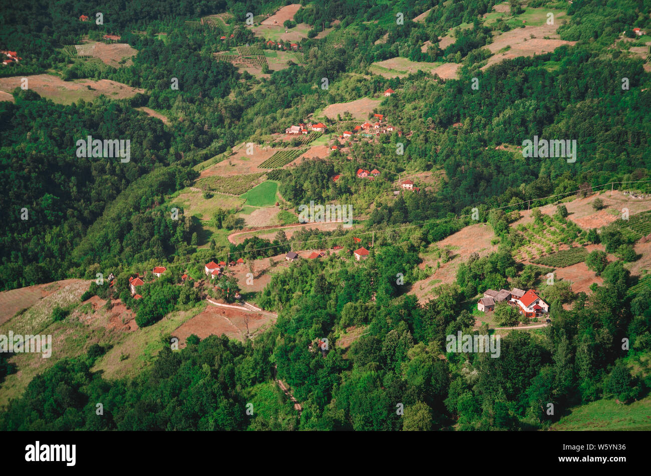 Aerial view of a mountain village Stock Photo - Alamy