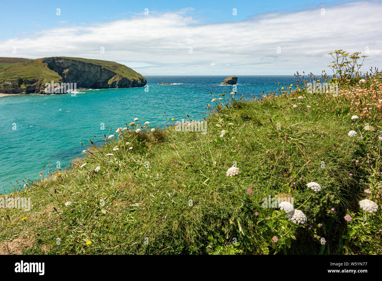 Looking over to Western Hill at Portreath, north Cornwall, UK. Stock Photo