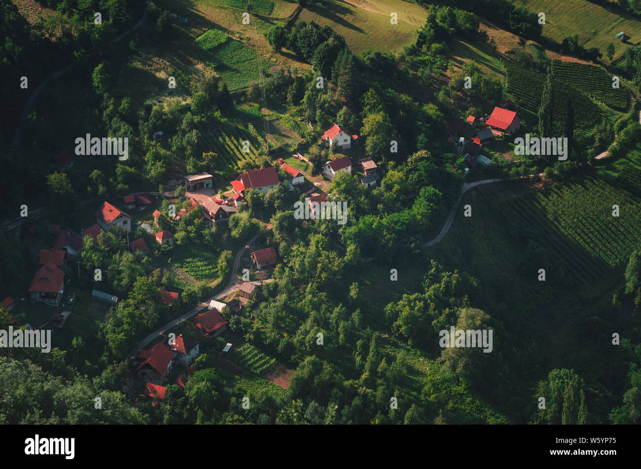 Aerial view of a mountain village Stock Photo - Alamy