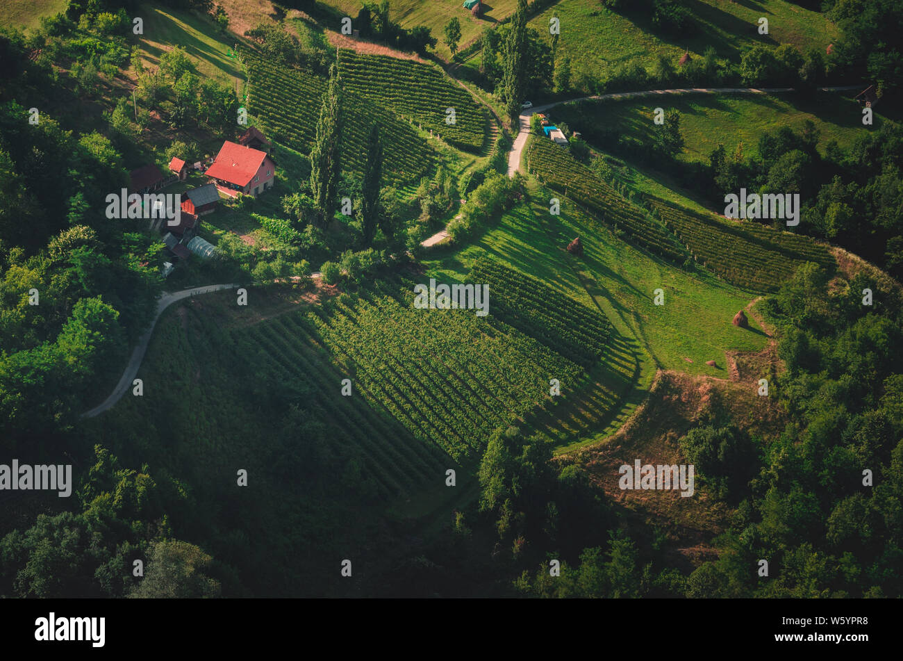 Aerial view of a mountain village Stock Photo - Alamy
