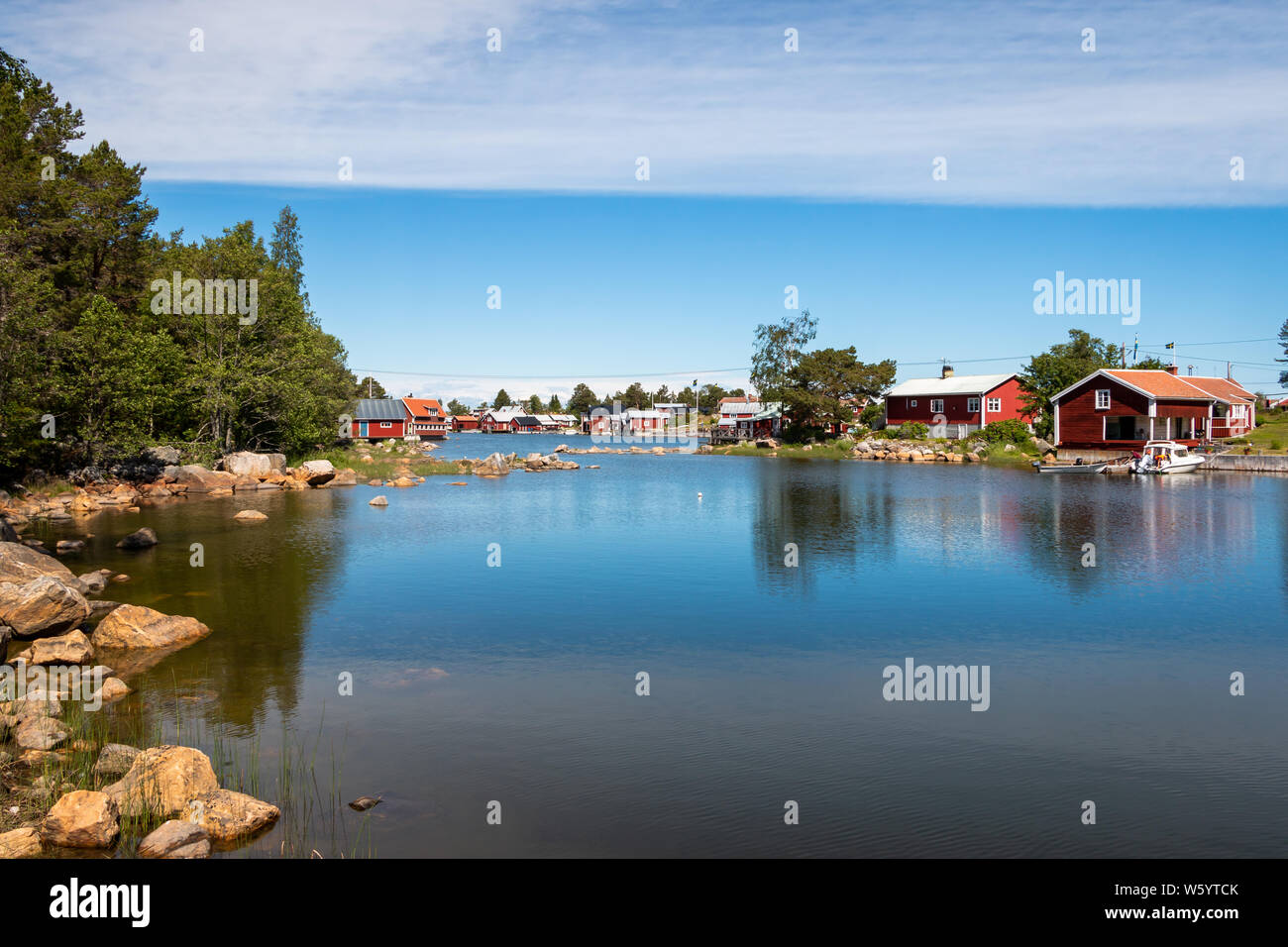 Kuggorarna fishing village on the Swedish peninsula Hornslandet on the coast of the Gulf of Bothnia Stock Photo