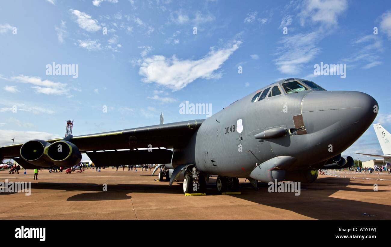 Boeing B-52 Stratofortress on static display at the 2019 Royal International Air Tattoo Stock Photo