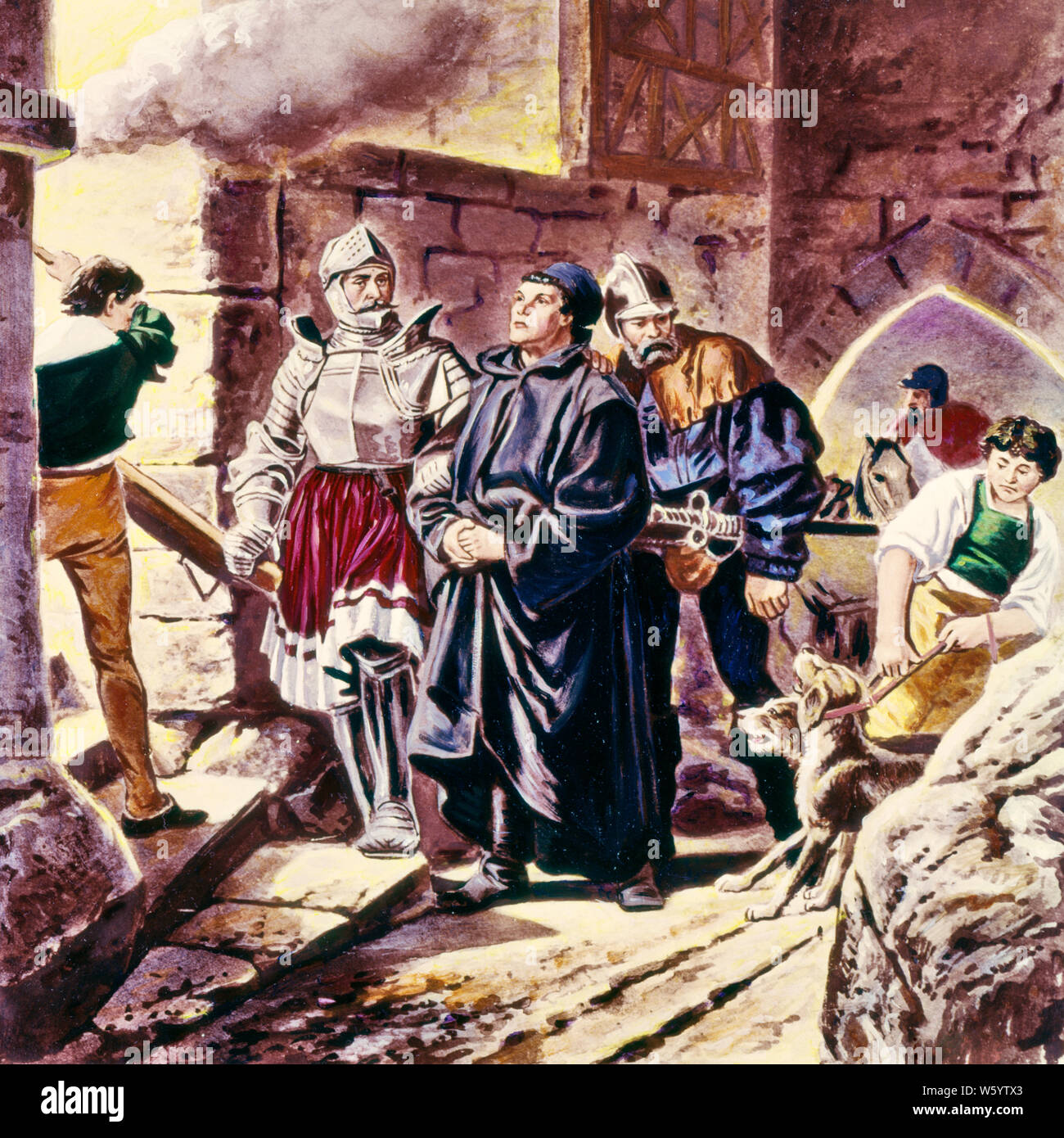 1500s 1520s MARTIN LUTHER ARRIVING AT WARTBURG CASTLE AFTER EXCOMMUNICATION BY POPE LEO X AFTER DIET OF WORMS EISENACH GERMANY - kr9043 SPL001 HARS LEADERSHIP MOST POWERFUL ARRIVING INNOVATION AT BY INTO OF AUTHORITY FOLLOWING REFORMER MARTIN LUTHER MONK CONCEPTUAL ANCIENT GREEK EISENACH LUTHERAN 1500s 1520s 1522 CAUCASIAN ETHNICITY EXCOMMUNICATED NEW TESTAMENT OLD FASHIONED PROTESTANT REFORMATION THEOLOGIAN TRANSLATED VERNACULAR Stock Photo