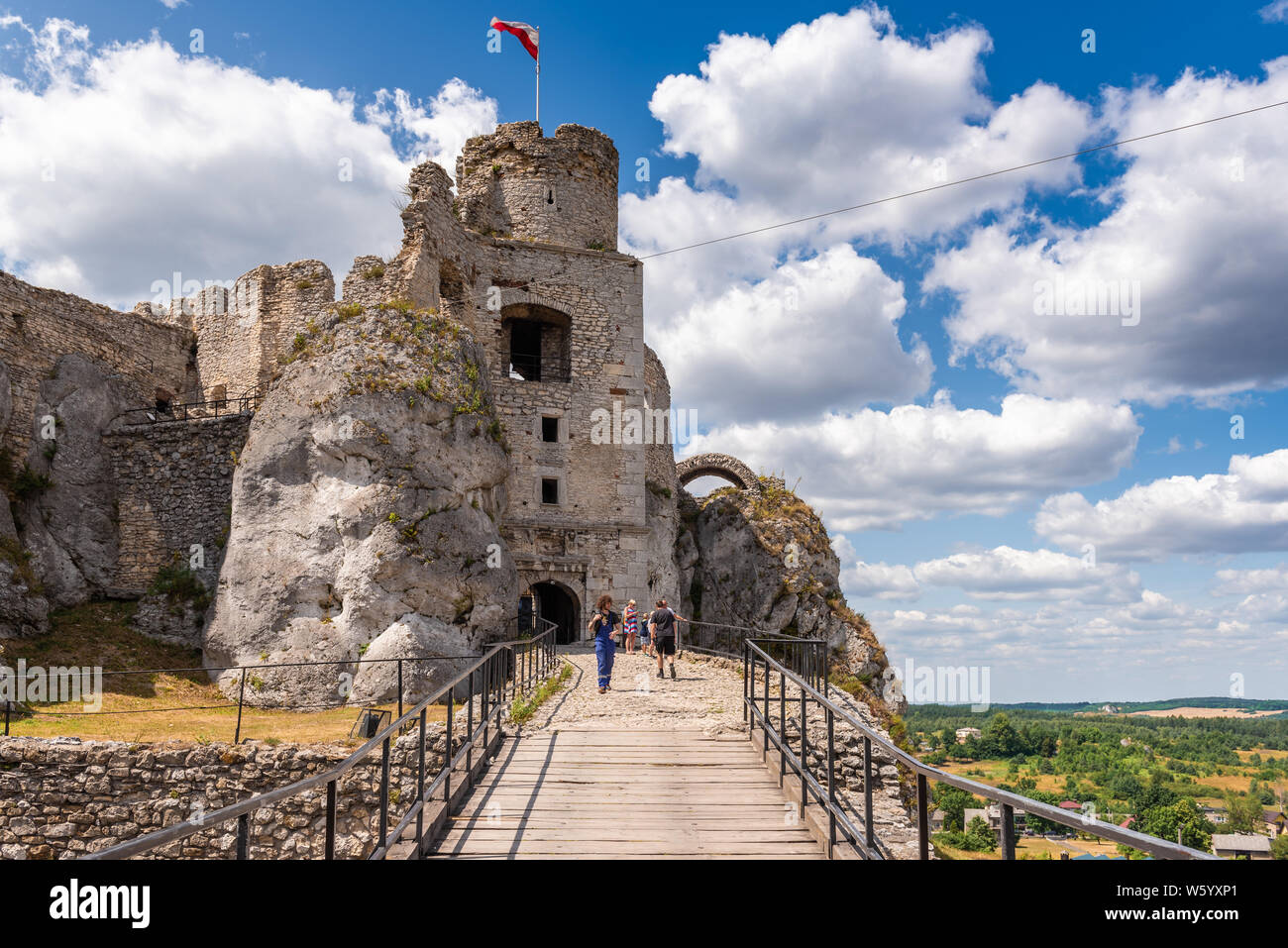 PODZAMCZE, POLAND July 15, 2019 Ogrodzieniec Castle in Polish