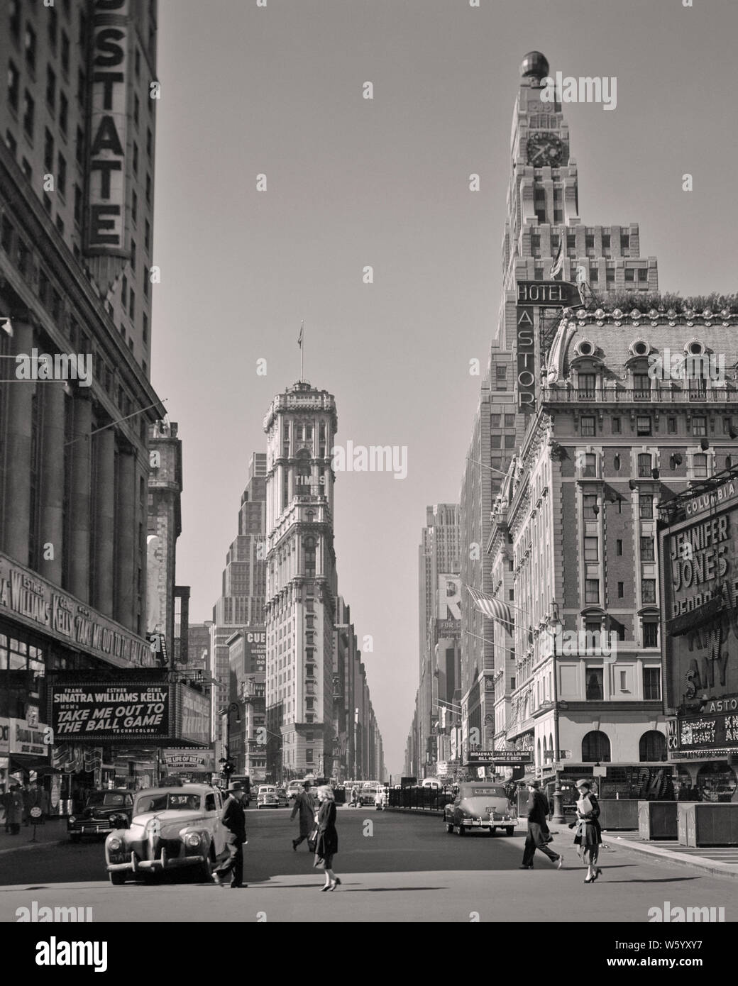 1940s 1950s LOOKING SOUTH TOWARDS TIMES SQUARE IN MIDTOWN MANHATTAN NEW