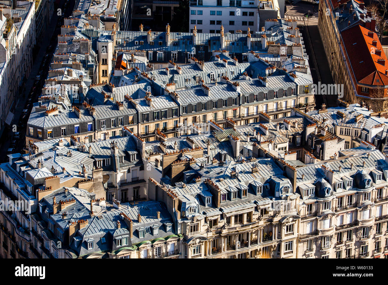 Cityscape of Paris seen from the Top of the Eiffel Tower Stock Photo