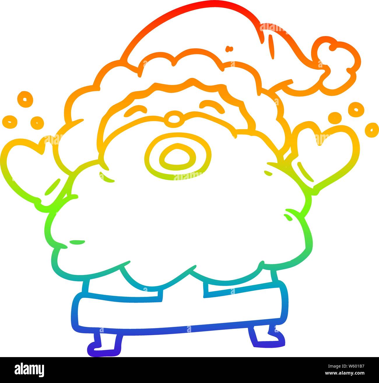 rainbow gradient line drawing of a santa claus shouting in frustration ...