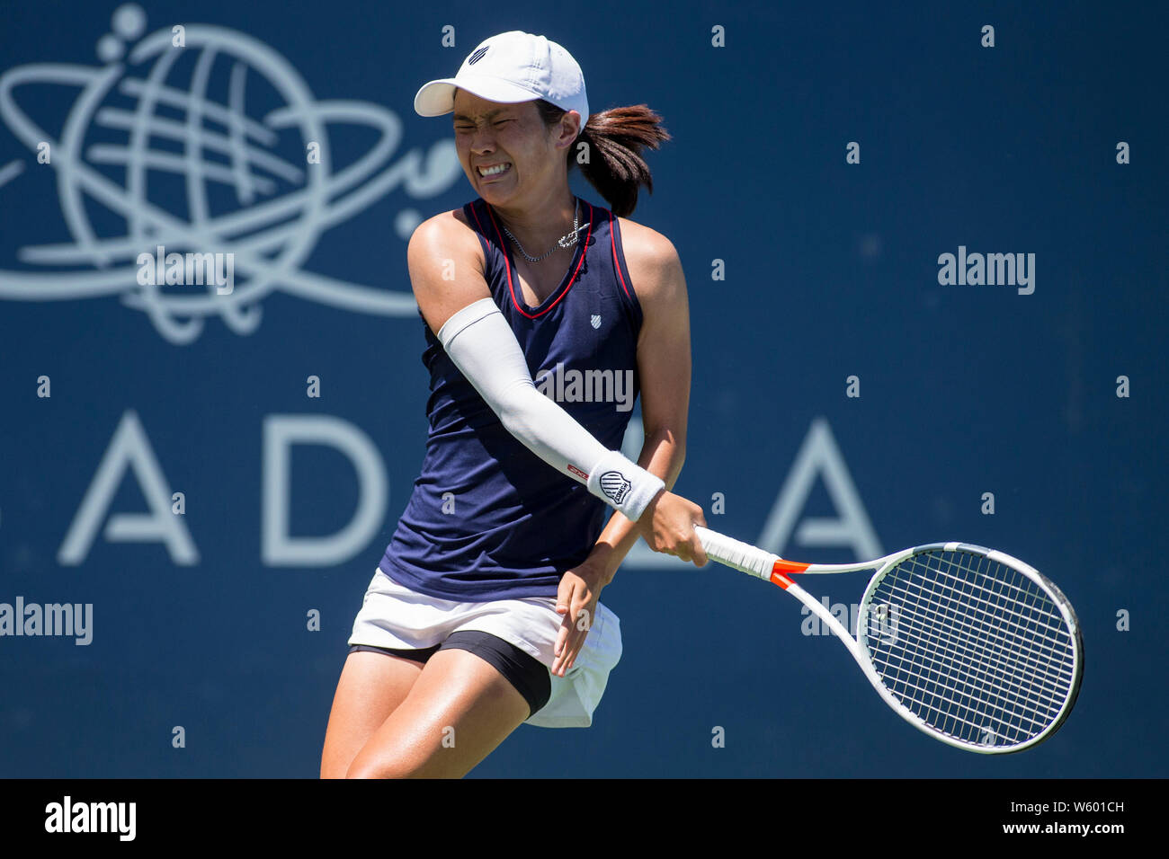 San Jose, California, USA. 28th July, 2019. Danielle Lao (USA) in action where she was defeated by Kristie Ahn (USA) 6-1, 6-4 in the final round of qualifying in the Mubadala Silicon Valley Classic at San Jose State in San Jose, California. © Mal Taam/TennisClix/CSM/Alamy Live News Stock Photo