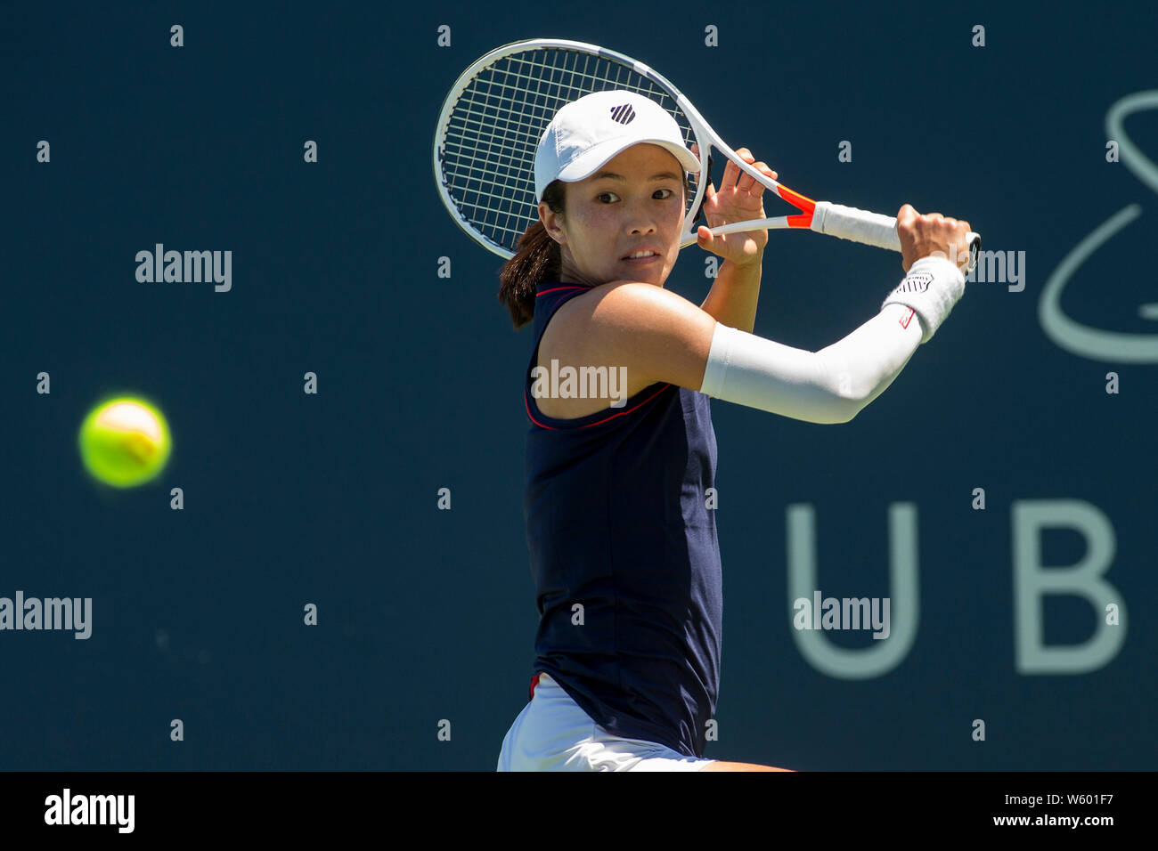 San Jose, California, USA. 28th July, 2019. Danielle Lao (USA) in action where she was defeated by Kristie Ahn (USA) 6-1, 6-4 in the final round of qualifying in the Mubadala Silicon Valley Classic at San Jose State in San Jose, California. © Mal Taam/TennisClix/CSM/Alamy Live News Stock Photo