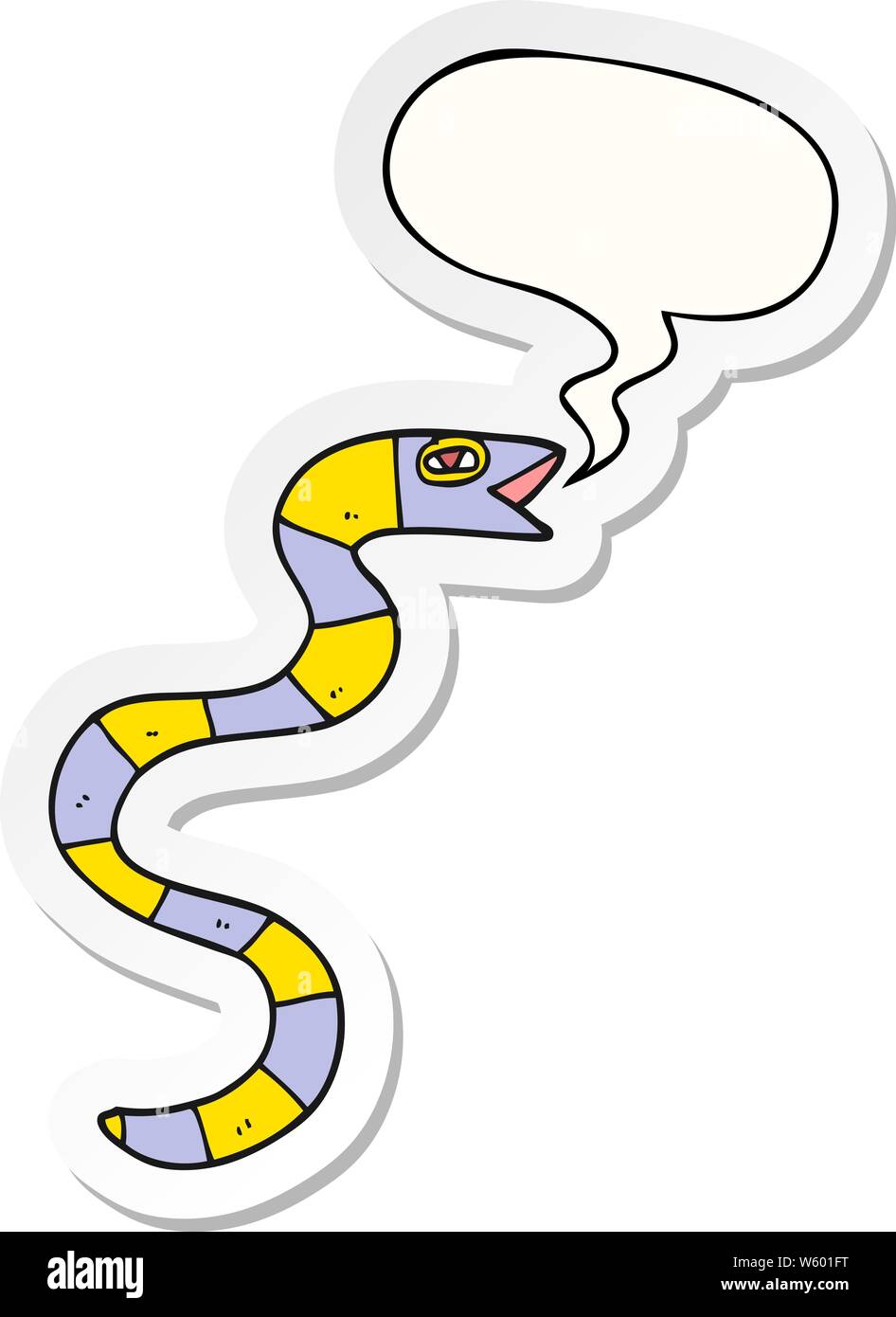 hissing cartoon snake with speech bubble sticker Stock Vector Image & Art -  Alamy