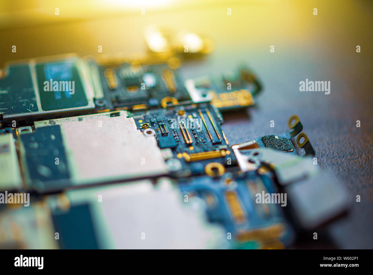 Electronic circuits with connectors Stock Photo