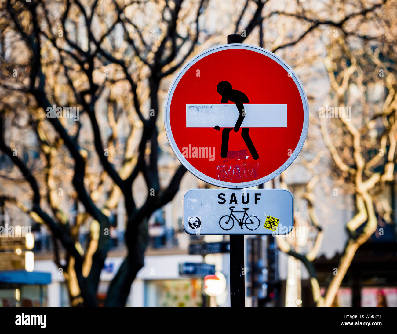 Decorated Traffic Signs in Paris Stock Photo Alamy