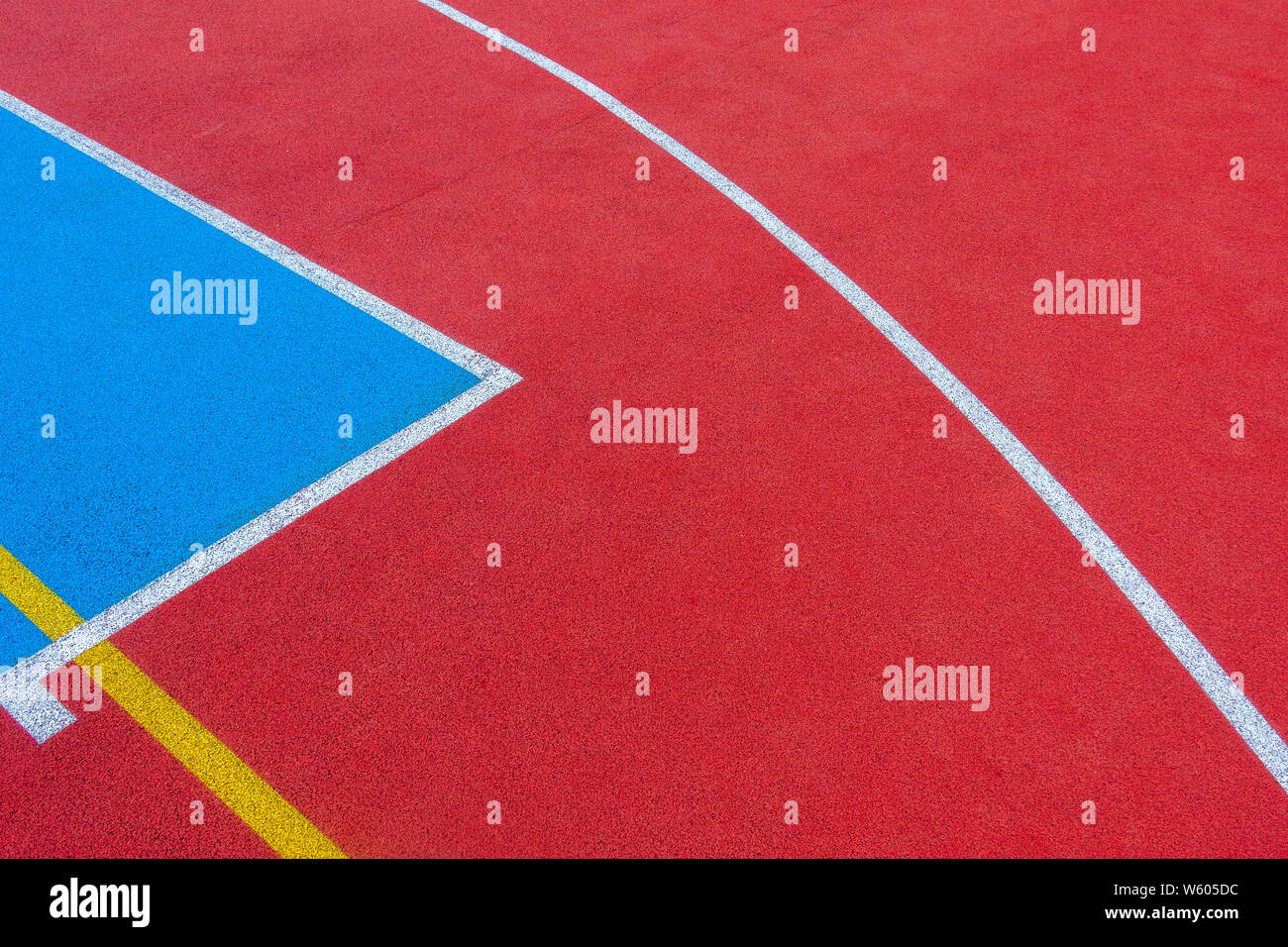 Colorful sports court background. Top view to red and blue field rubber ...