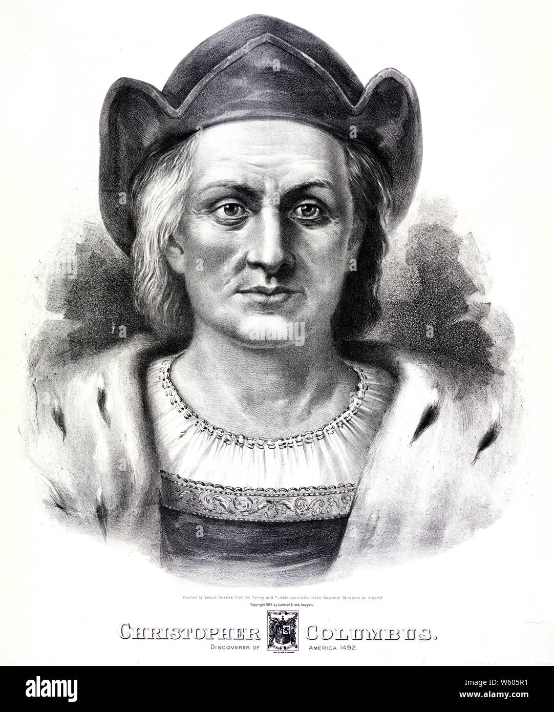 Christopher Columbus: Discoverer of America 1492 (printed ca. 1892) Stock Photo