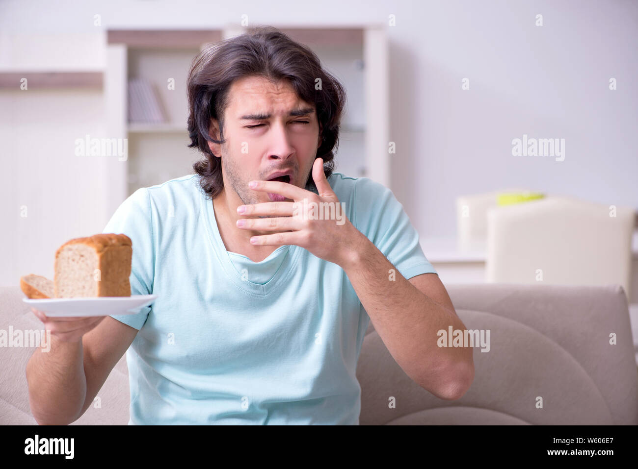 The young man suffering from allergy Stock Photo