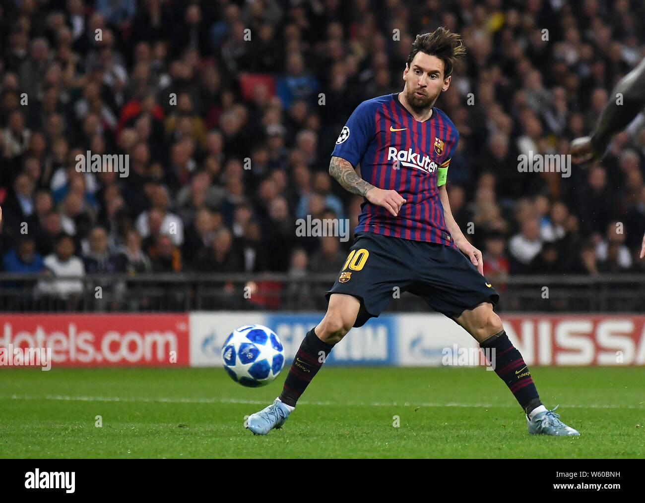 LONDON, ENGLAND - OCTOBER 3, 2018: pictured during the 2018/19 UEFA Champions League Group B game between Tottenham Hotspur (England) and FC Barcelona (Spain) at Wembley Stadium. Stock Photo