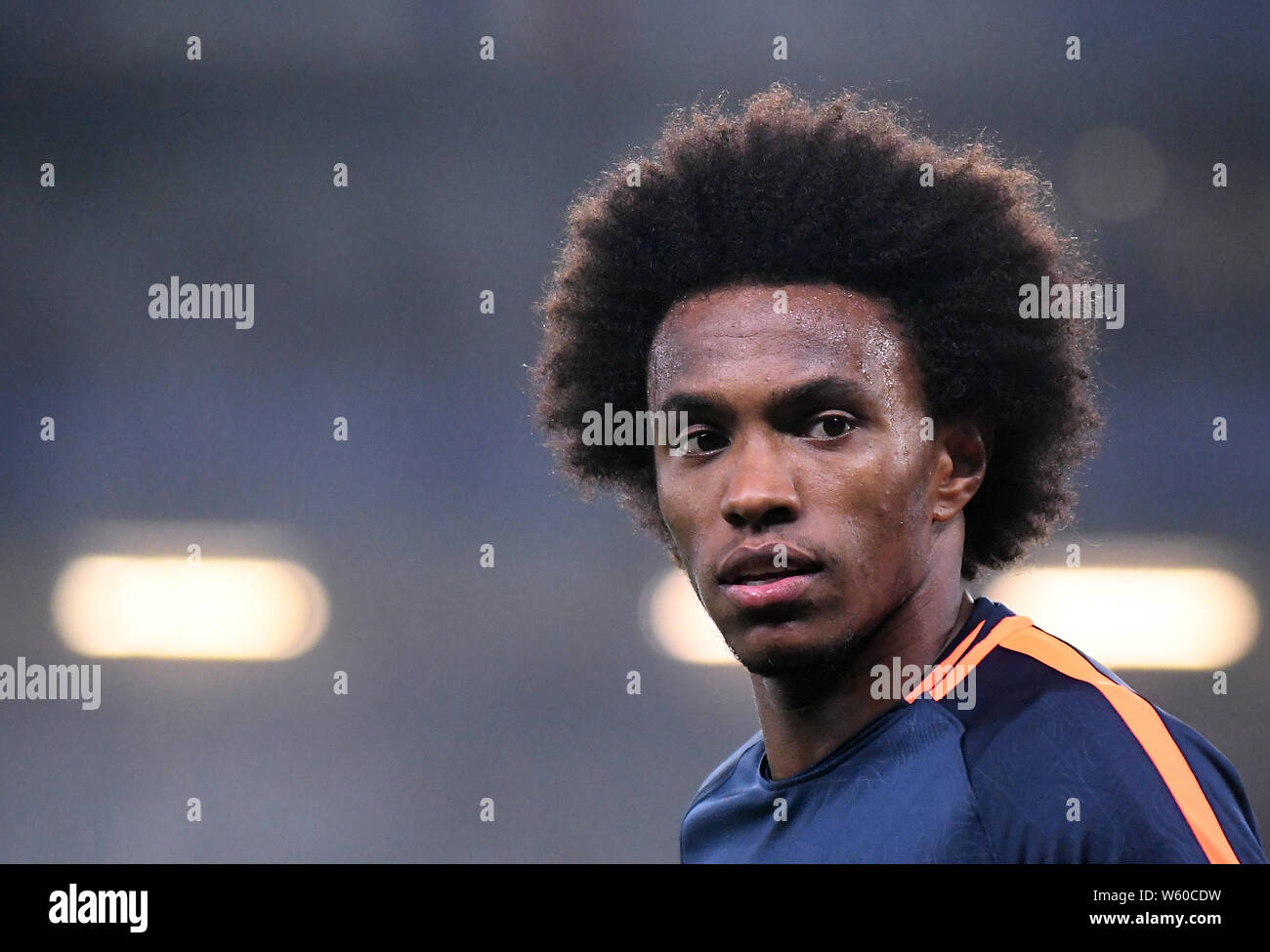 LONDON, ENGLAND - OCTOBER 4, 2018: Willian Borges da Silva of Chelsea pictured prior to the 2018/19 UEFA Europa League Group L game between Chelsea FC (England) and MOL Vidi FC (Hungary) at Stamford Bridge. Stock Photo