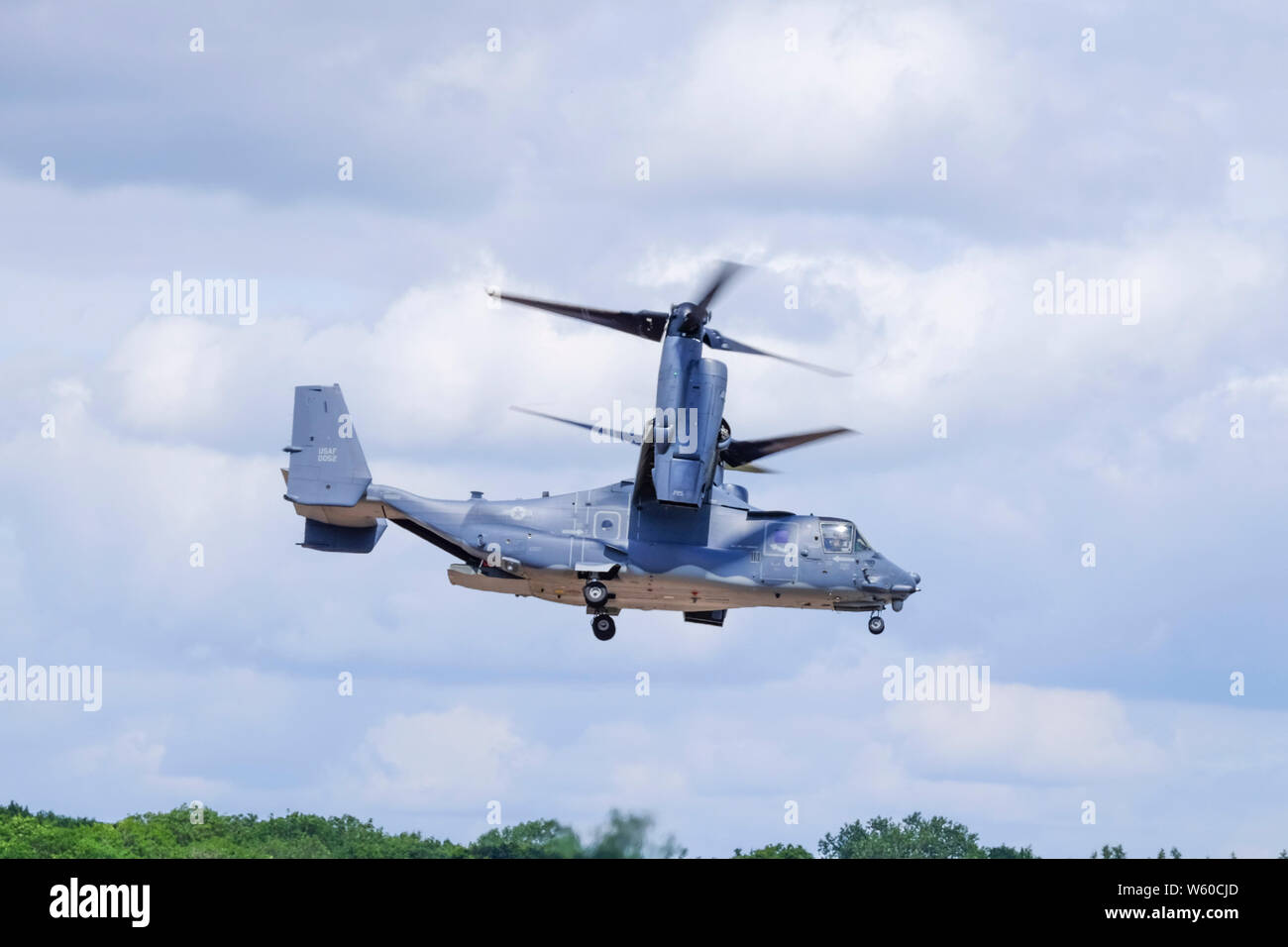 A Bell Boeing V-22 Osprey. This  American multi-mission tiltrotor. Stock Photo