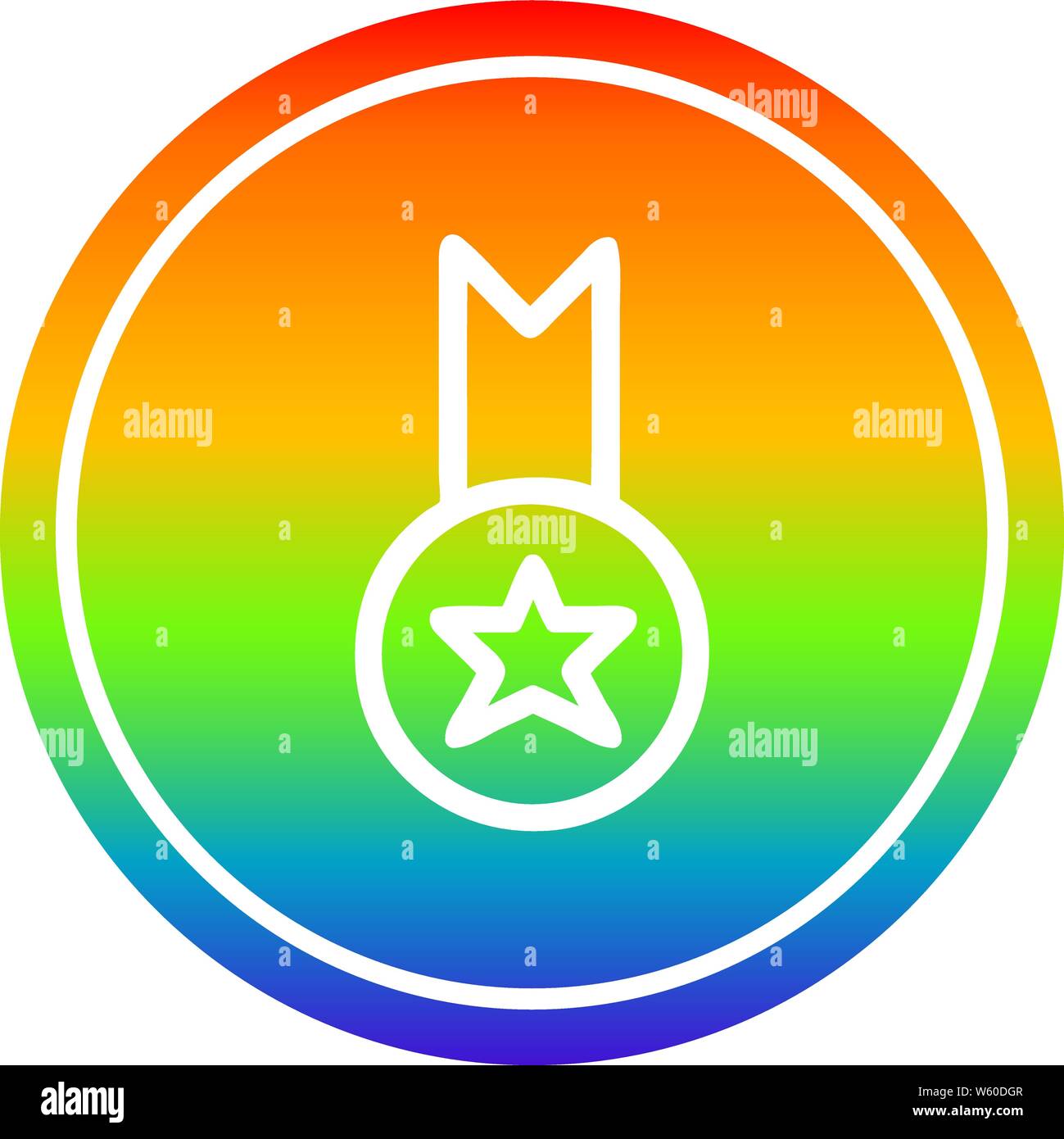 medal award circular icon with rainbow gradient finish Stock Vector ...