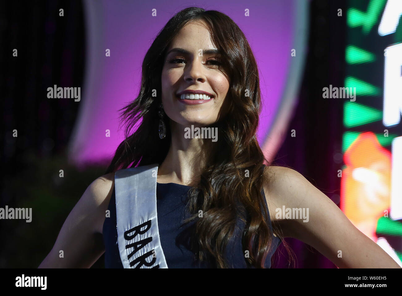 Caracas, Venezuela. 30th July, 2019. Liliana Goncalvez from Barinas takes part in a presentation of the candidates for this year's Miss Venezuela election. The election will take place on 1 August. Venezuela is experiencing a severe economic crisis. The situation is also critical politically. Since the beginning of the year, Head of State Maduro and Parliament President Guaido have been engaged in a power struggle, while the country has to contend with massive power cuts. Credit: Pedro Ramses Mattey/dpa/Alamy Live News Stock Photo