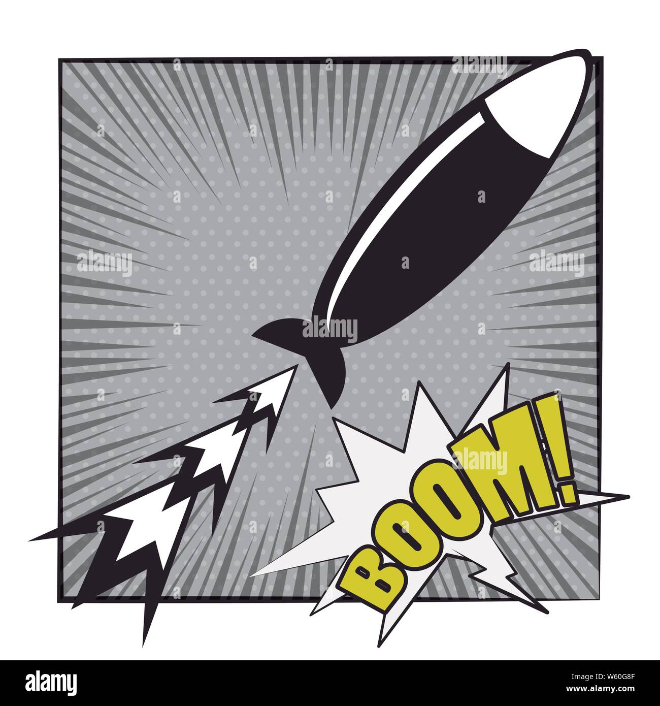 Comic book explosion pop art cartoon in black and white Stock Vector ...
