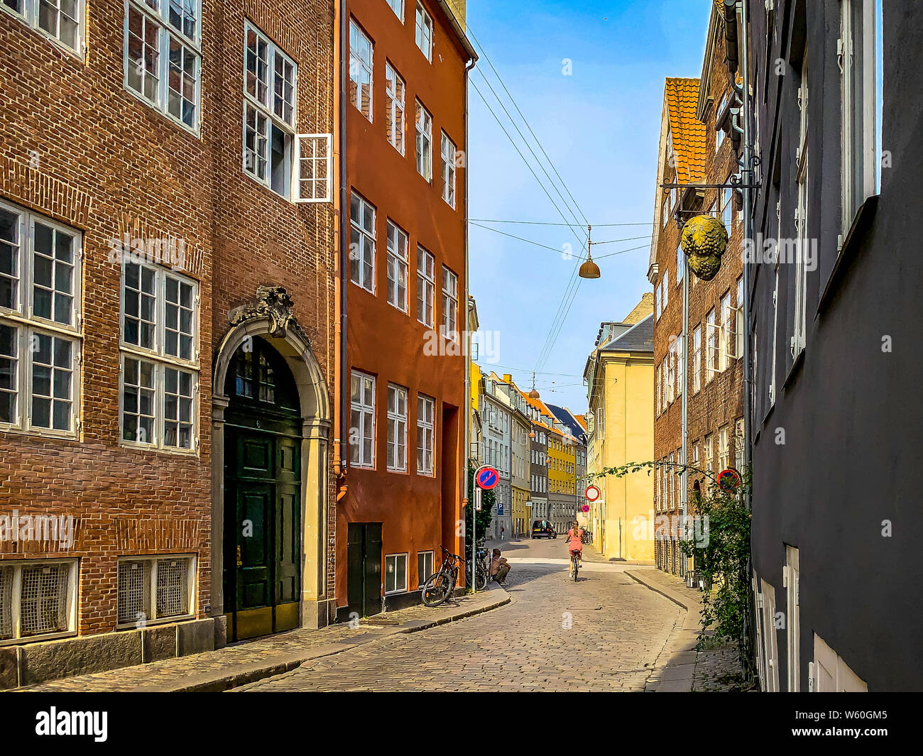 July 29, 2019: Copenhagen, Denmark: A quiet back alley of Copenhagen city center on a fine summer day Stock Photo