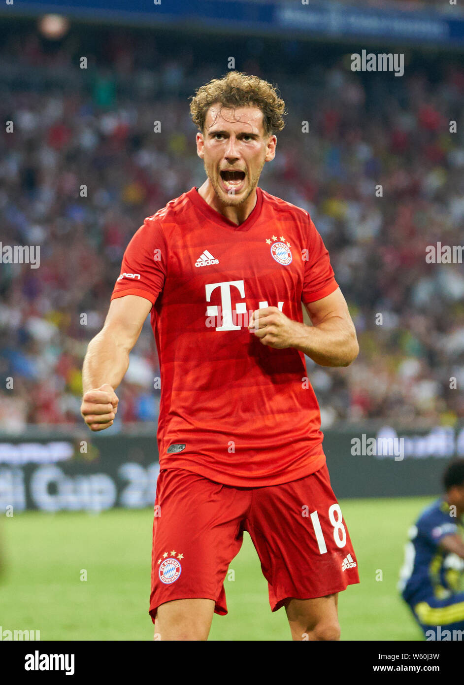 munich germany 30th july 2019 leon goretzka fcb 18 scores shoots goal for 2 0 celebrates his goal happy laugh celebration fc bayern munich fenerbahce istanbul football audi cup 2019 a