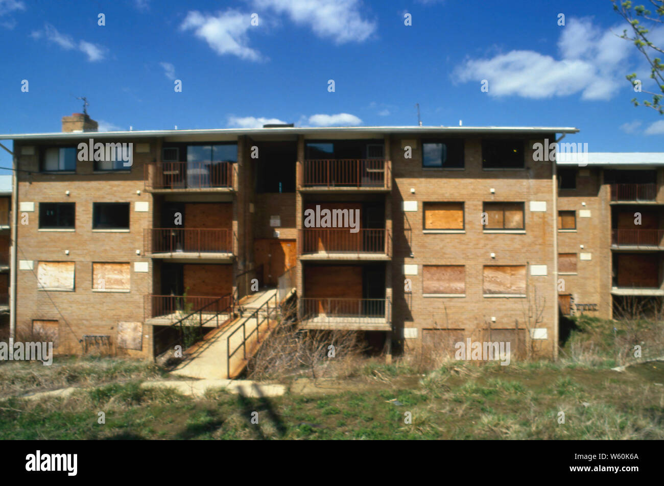 Washington DC, USA, May, 1994 Abandoned vacant public housing apartment