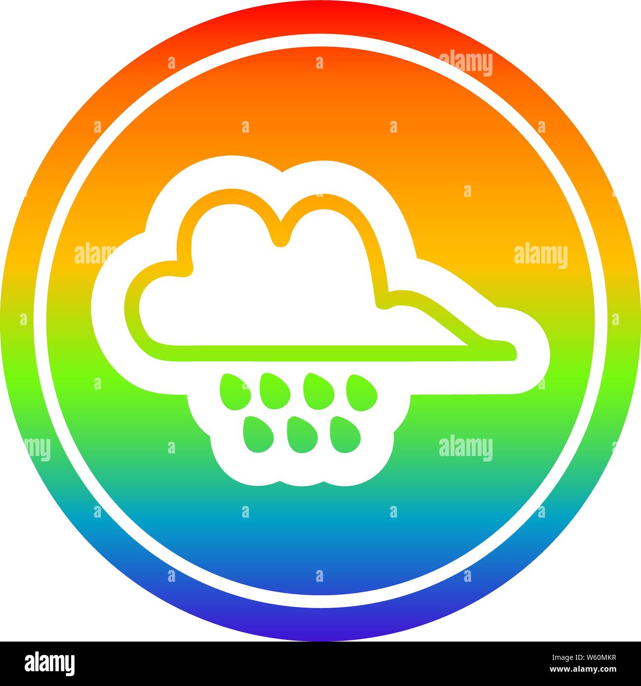 rain cloud circular icon with rainbow gradient finish Stock Vector ...