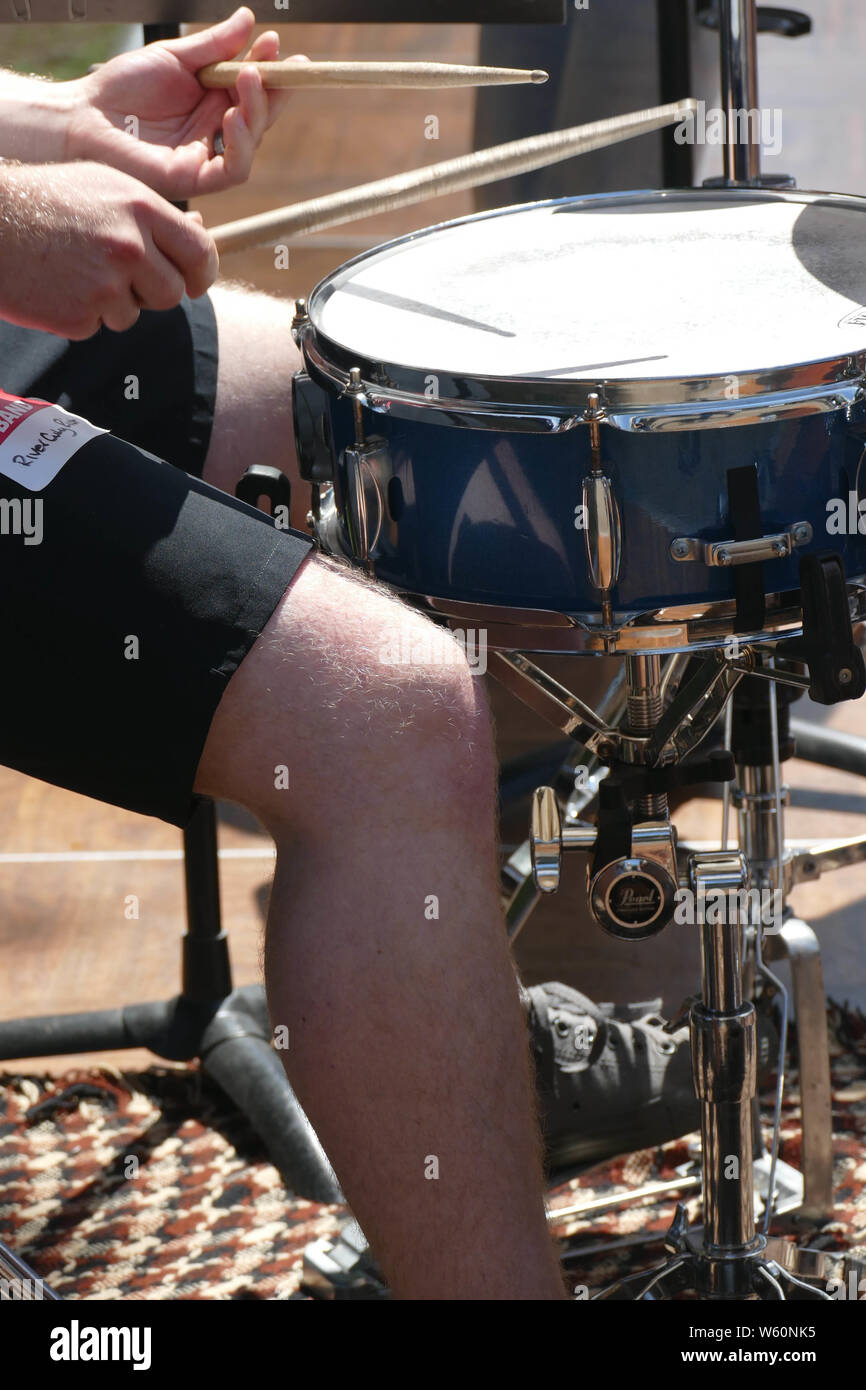 Percussionist plays the drums at the Waterfront Blues Festival