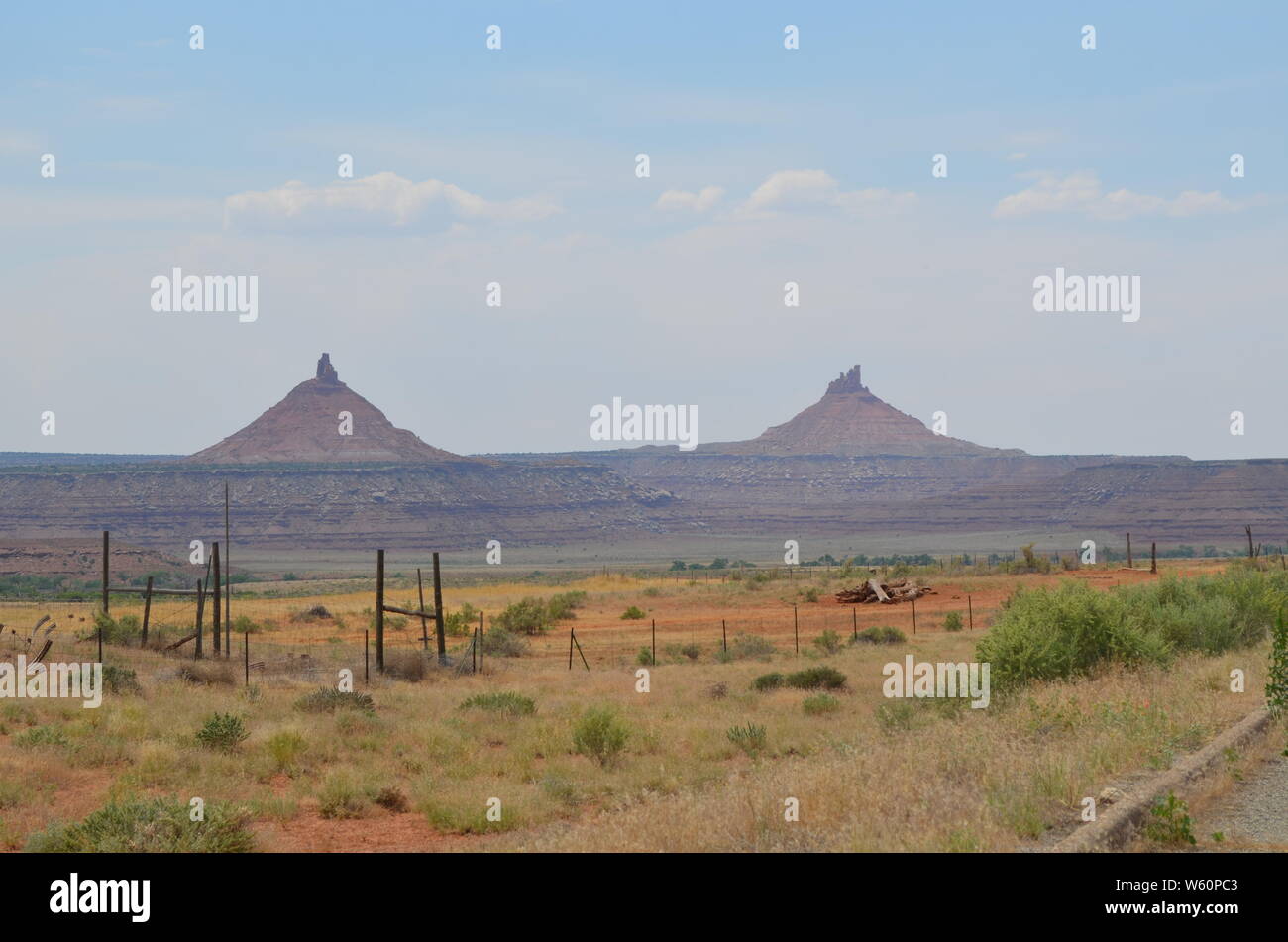 Summer in Southern Utah: Pair of Proportioned Rock Formations Stock Photo