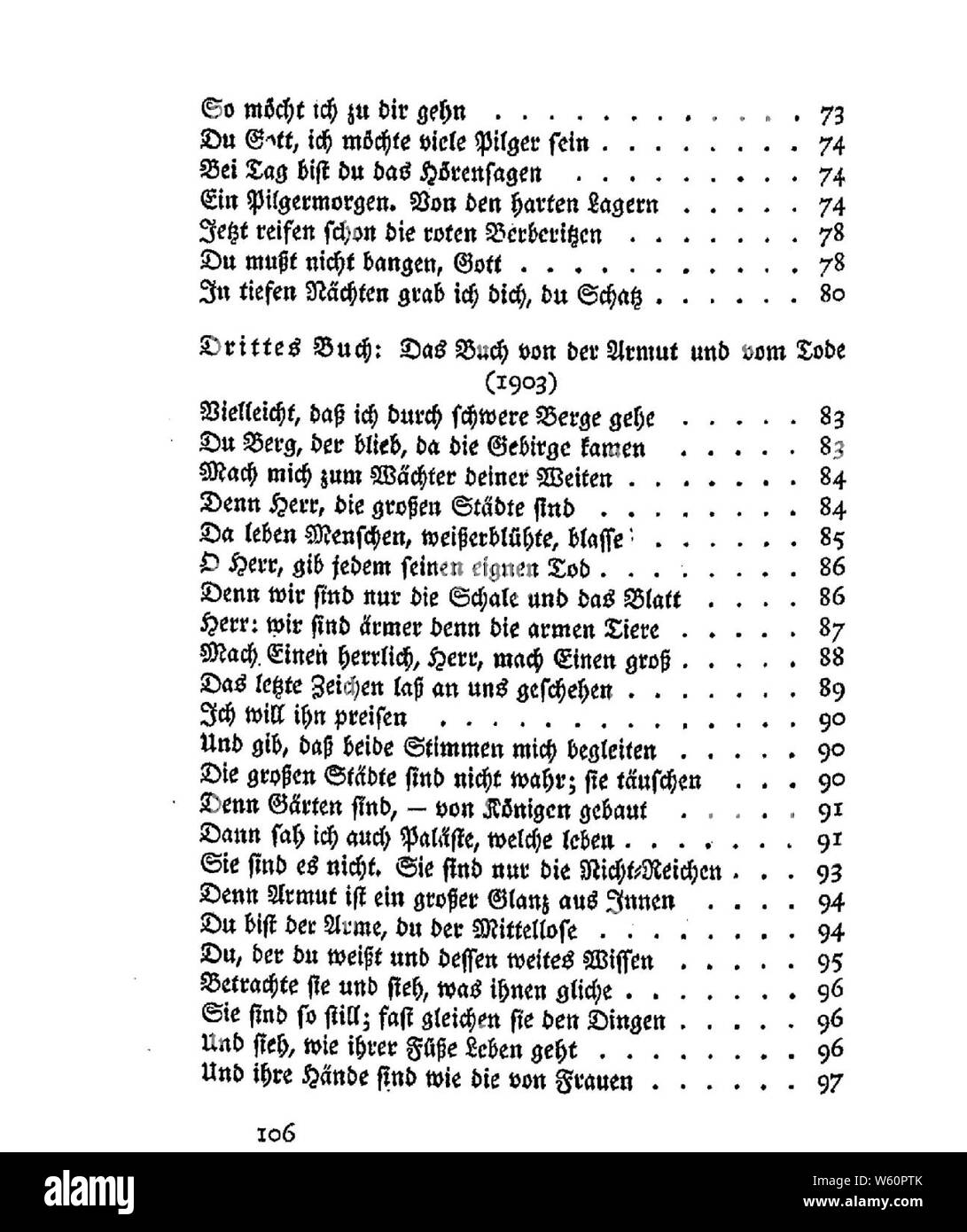 Das Stundenbuch (Rilke) 106. Stock Photo