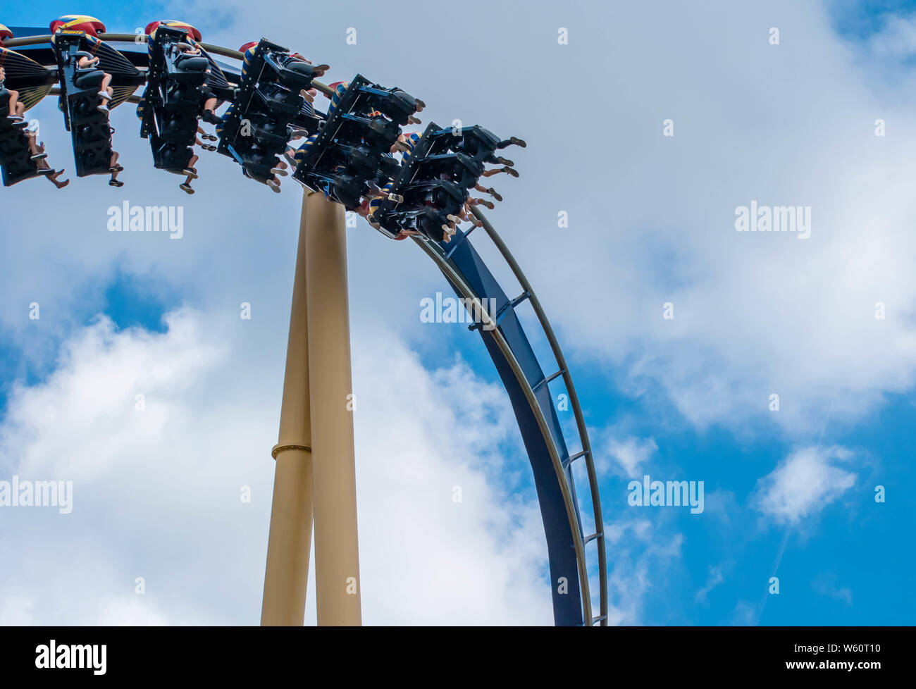 Tampa Bay, Florida. July 12, 2019. People enjoying  amazing Montu rollercoaster at Busch Gardens Stock Photo