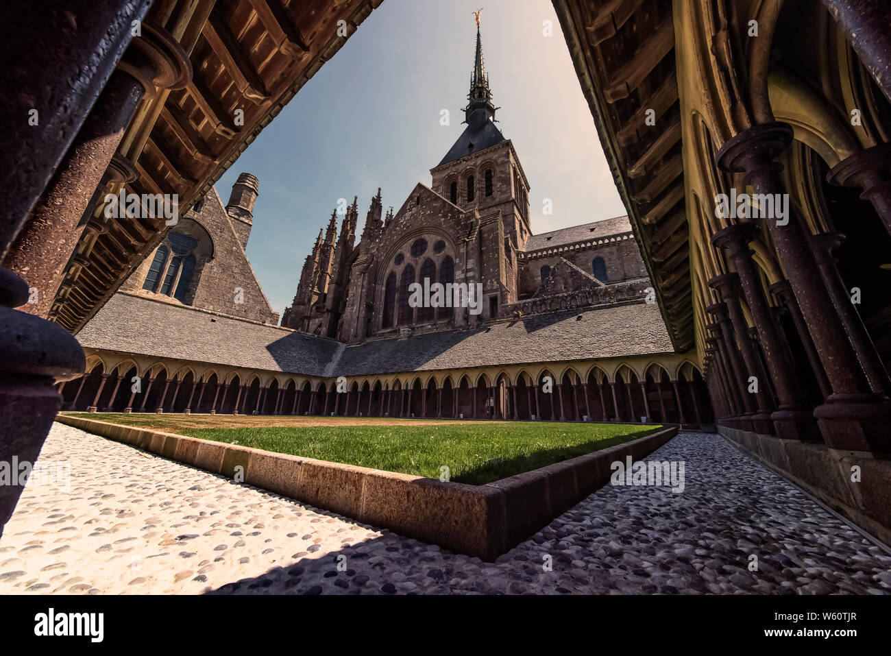 Abbey of the Mont Saint Michel village, an UNESCO world heritage site in Normandy, France Stock Photo