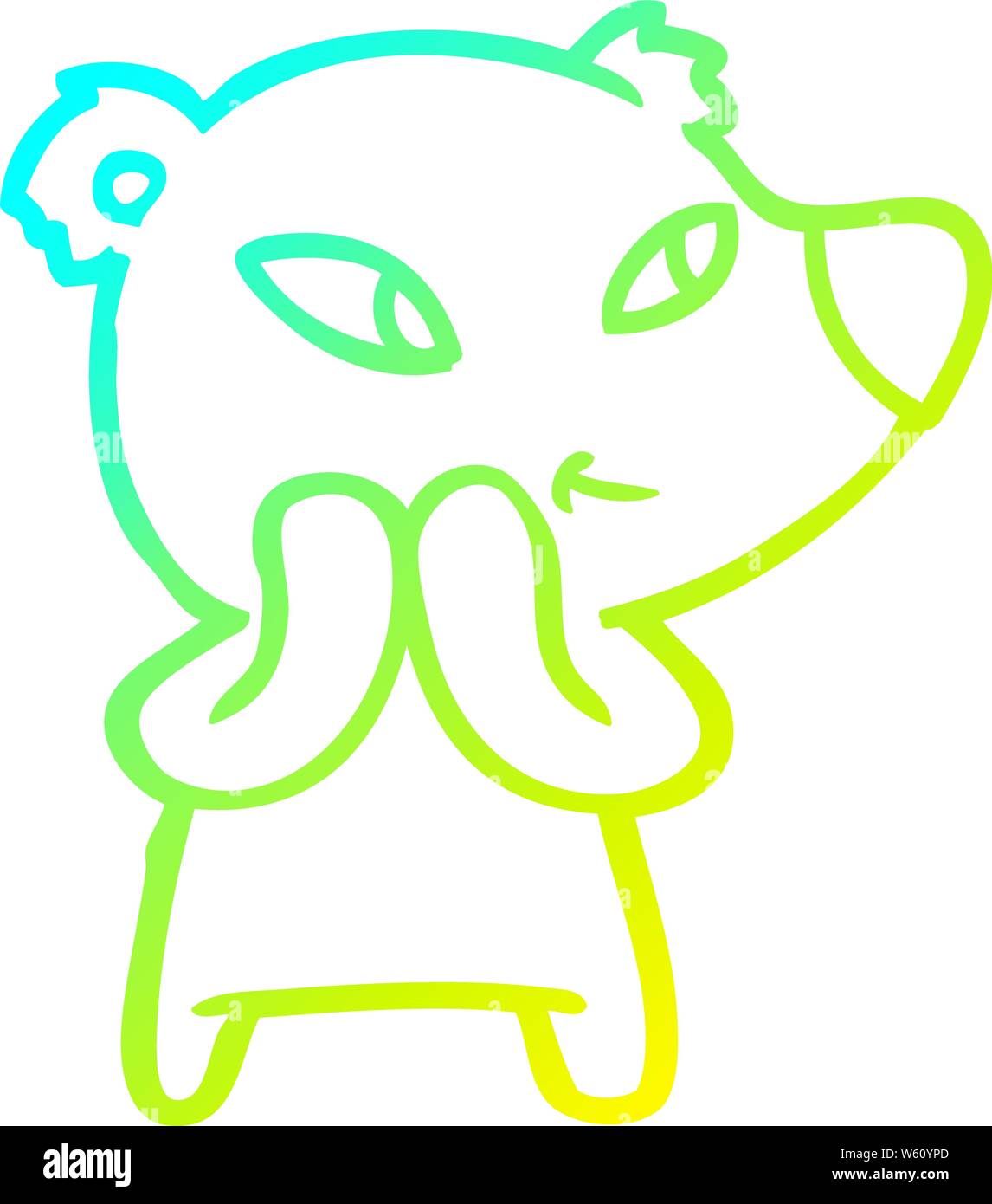 cold gradient line drawing of a cute cartoon bear Stock Vector Image ...