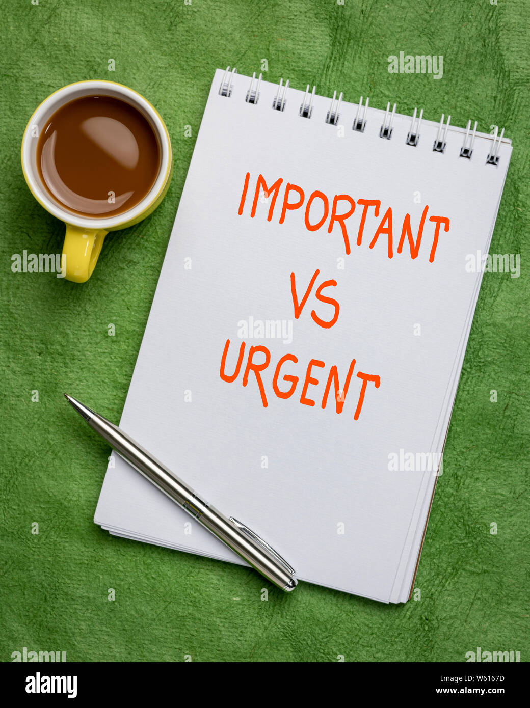 important versus urgent - handwriting in a spiral art sketchbook ...