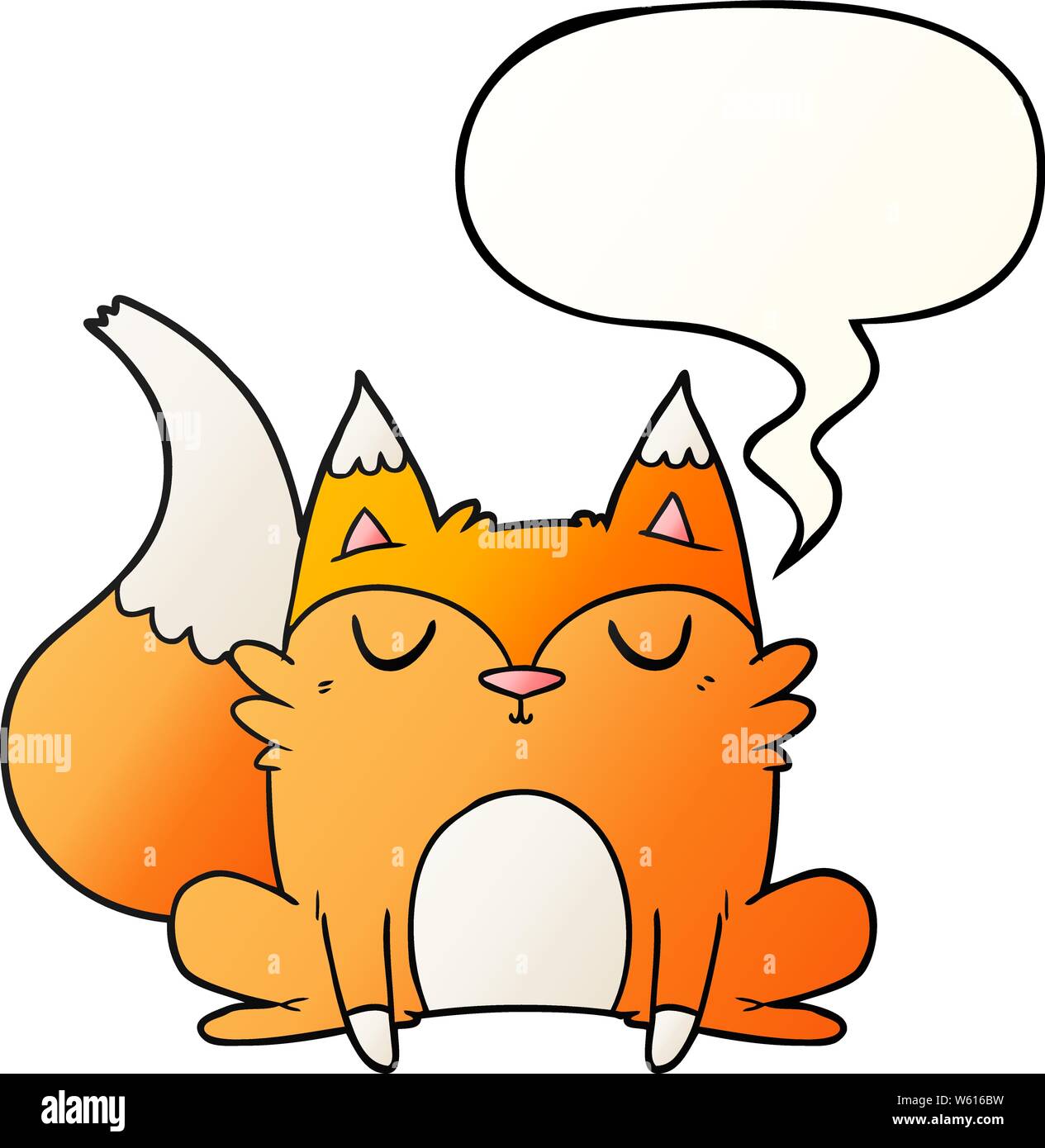 cartoon fox with speech bubble in smooth gradient style Stock Vector