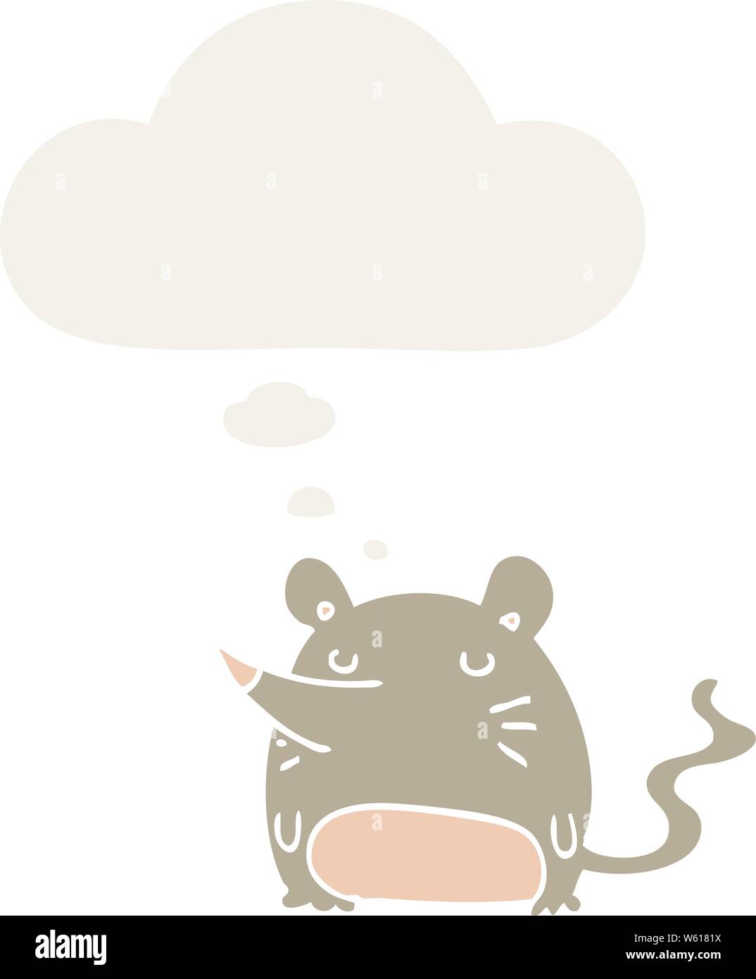 cartoon mouse with thought bubble in retro style Stock Vector
