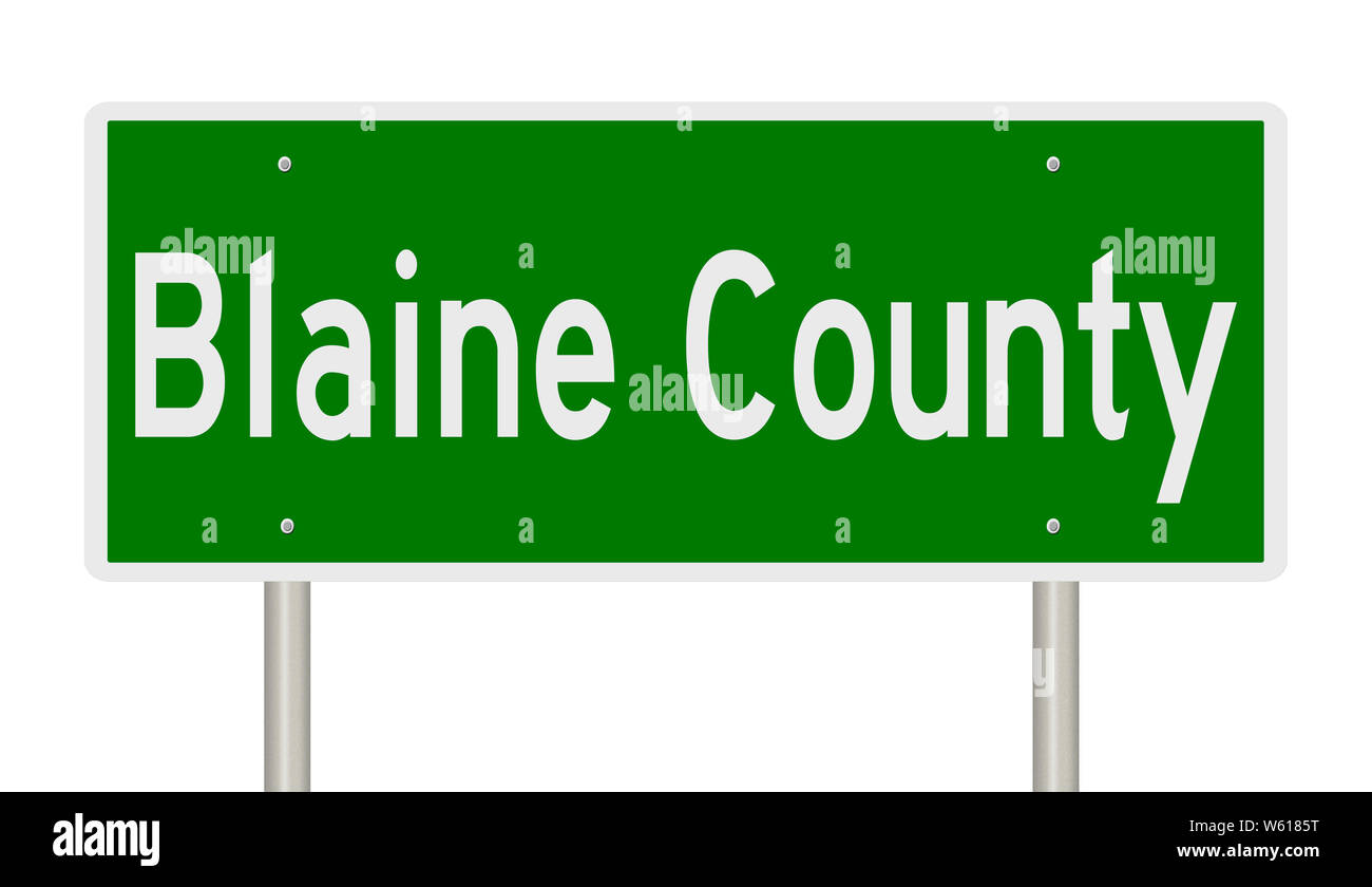 Rendering of a green highway sign for Blaine County Stock Photo